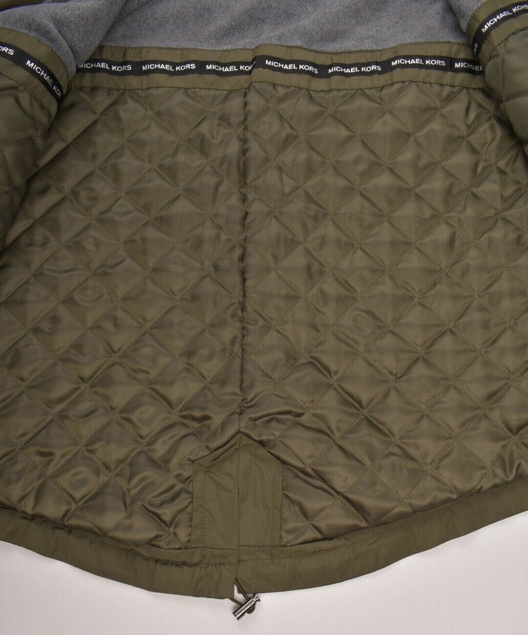 MICHAEL KORS Women's Army Green Waterproof Fishtail Parka / Coat, size Large
