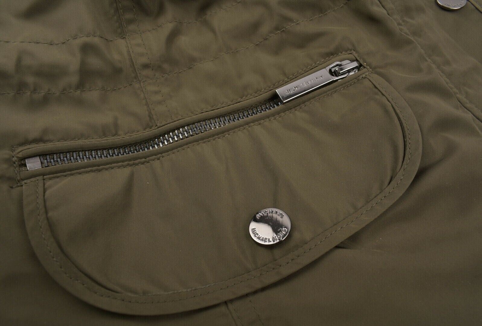MICHAEL KORS Women's Army Green Waterproof Fishtail Parka / Coat, size Large