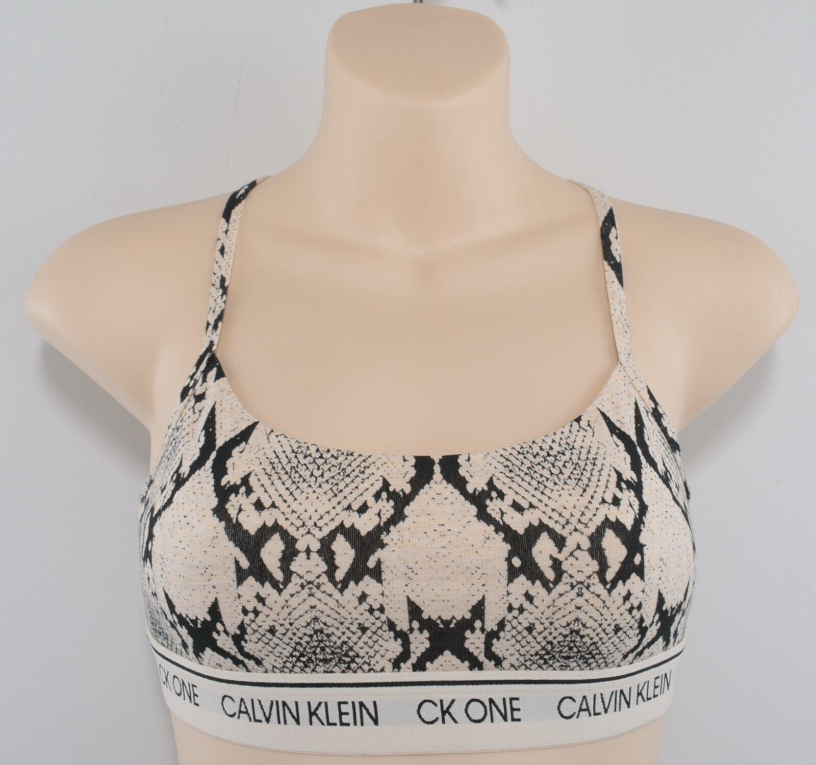 CALVIN KLEIN CK ONE Women's Snake Print Cotton Bralette, size S (UK 10)