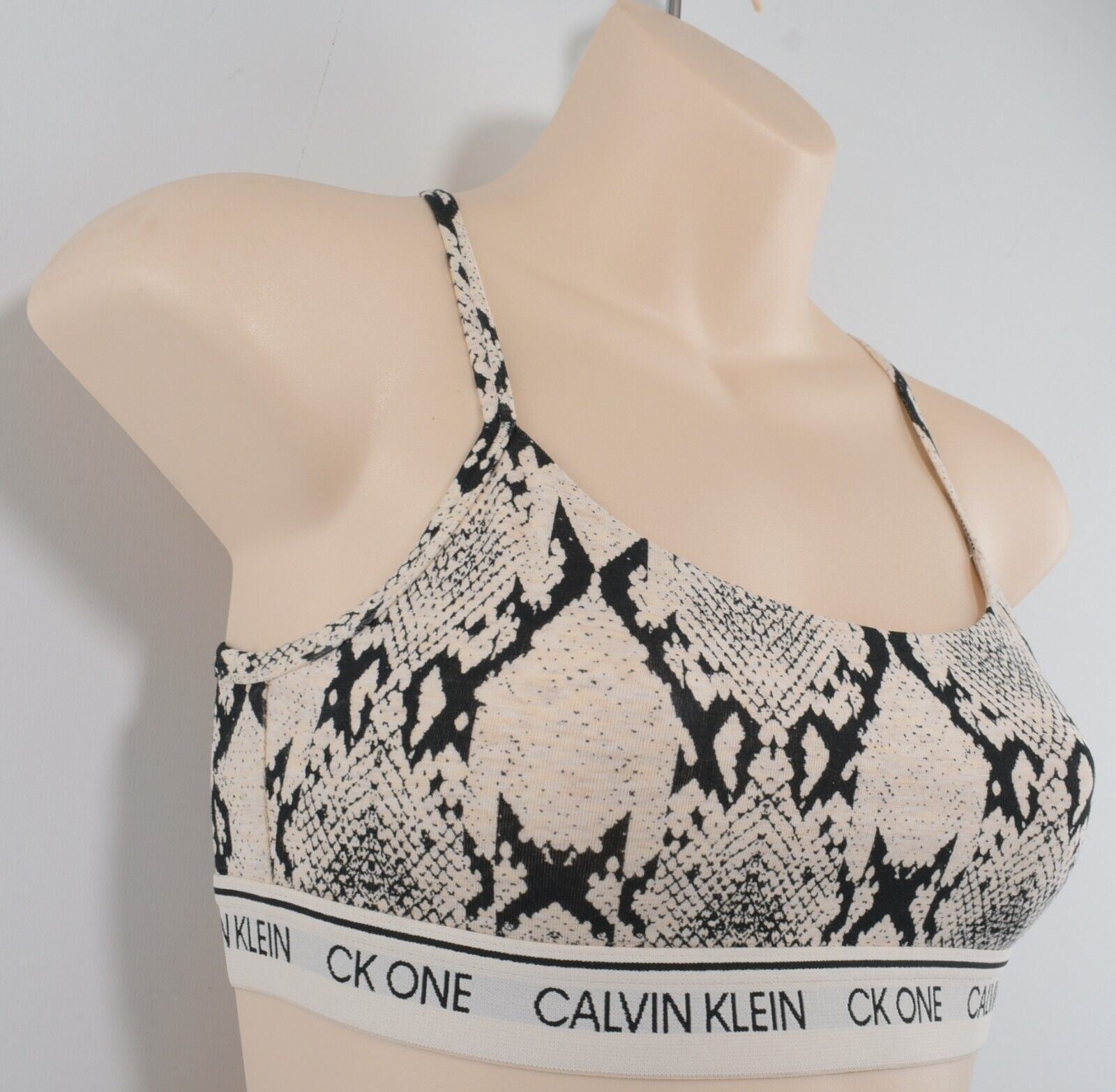 CALVIN KLEIN CK ONE Women's Snake Print Cotton Bralette, size S (UK 10)