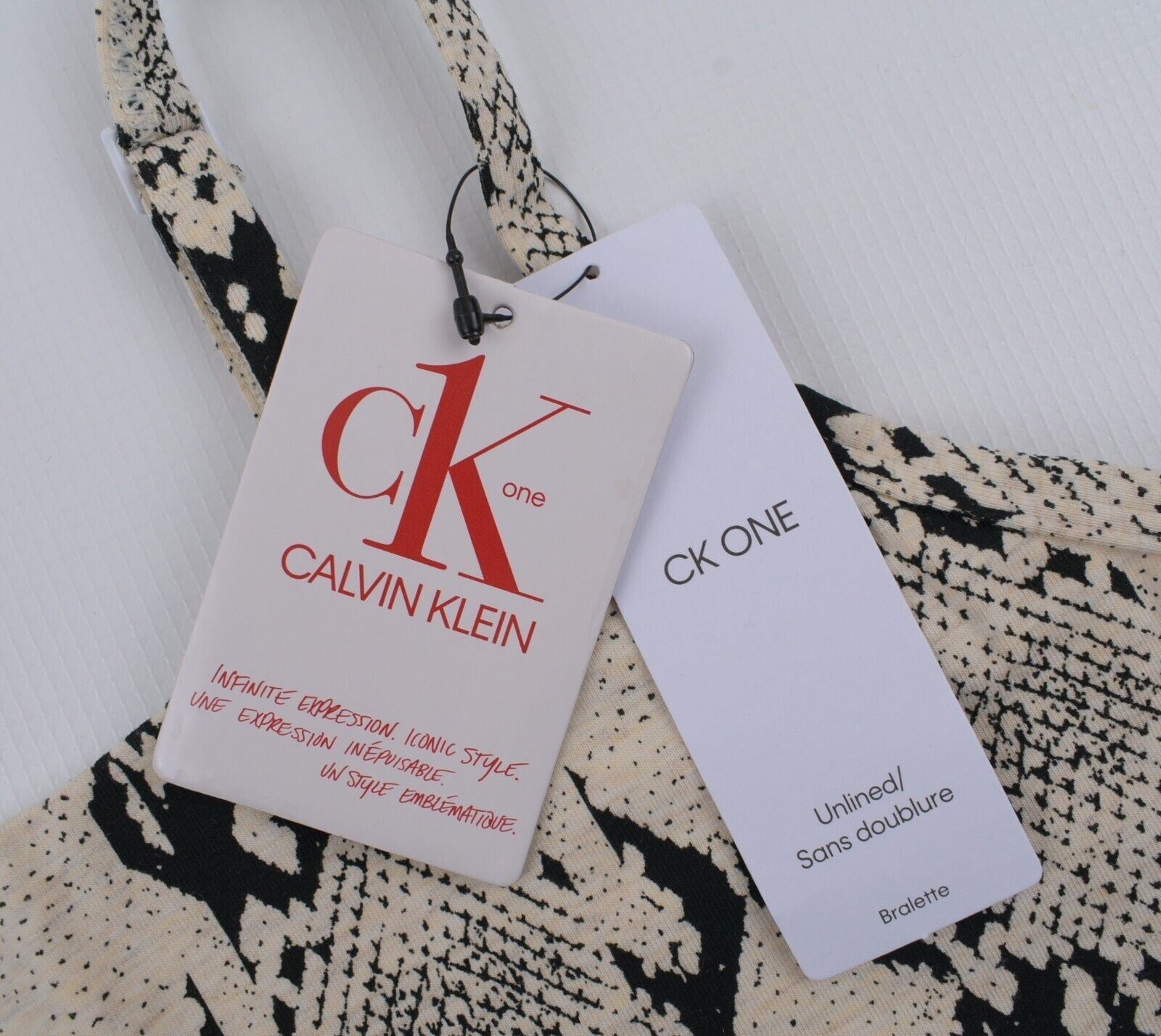 CALVIN KLEIN CK ONE Women's Snake Print Cotton Bralette, size S (UK 10)