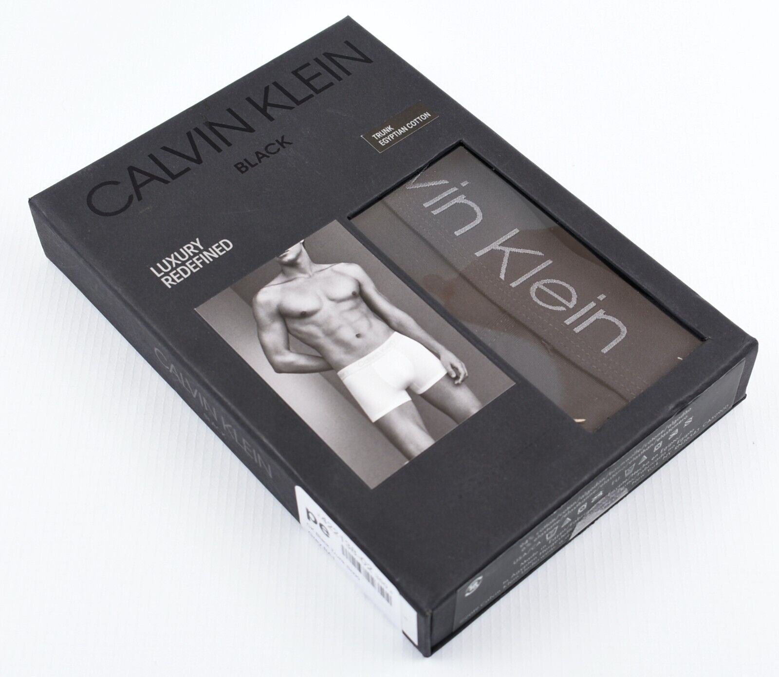 CALVIN KLEIN Underwear: Men's Egyptian Cotton Boxer Trunk, Black, size S (28-30)