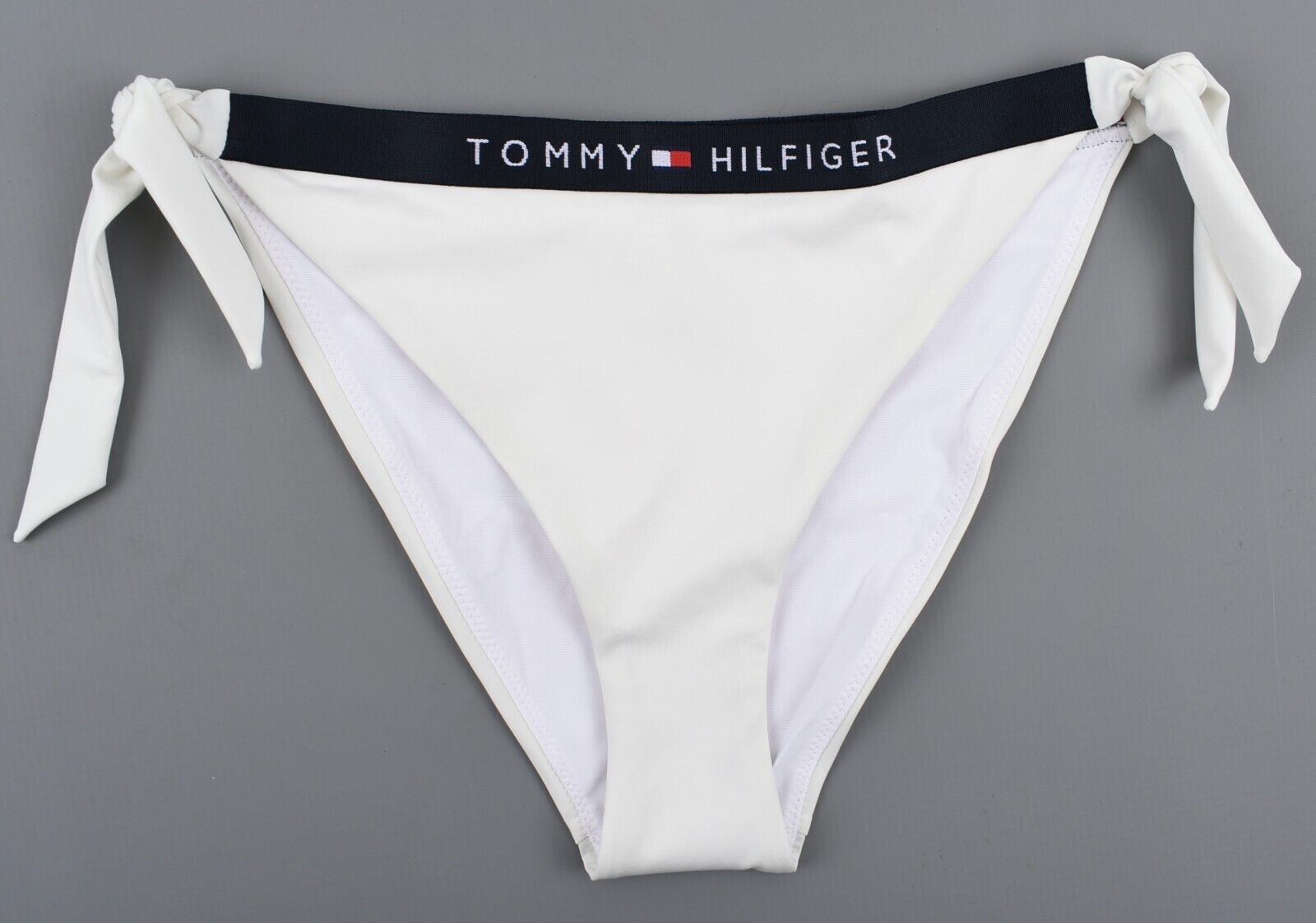TOMMY HILFIGER Swimwear: Women's Side Tie Cheeky Bikini, Snow White, M (UK 12)