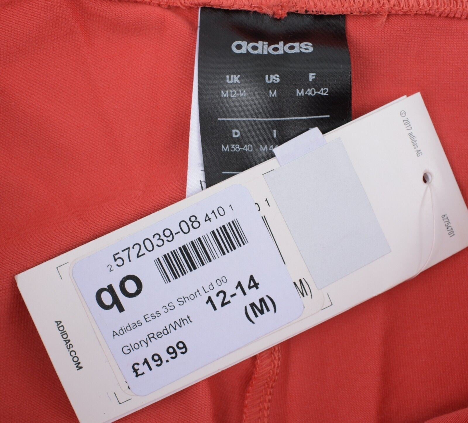 ADIDAS Women's 3 Stripes Essential Short Leggings Shorts, Red, size M (UK 12-14)