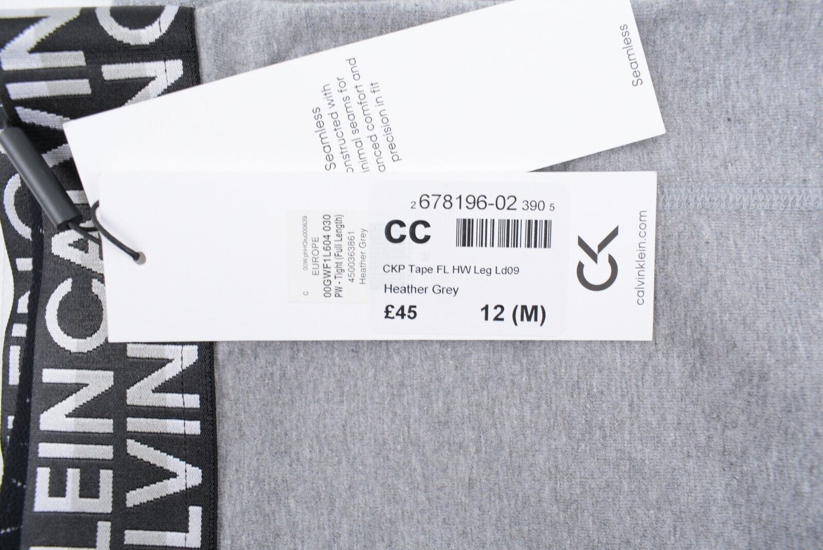 CALVIN KLEIN PERFORMANCE Women's Cotton Leggings, Heather Grey, size M (UK 12)