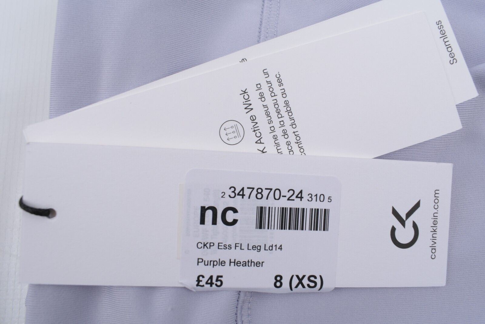 CALVIN KLEIN PERFORMANCE Women's Leggings, Lavender Purple, size XS (UK 8)
