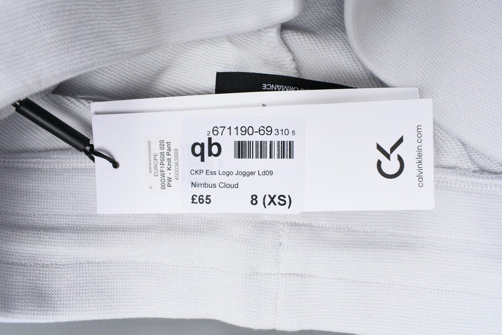 CALVIN KLEIN PERFORMANCE Women's Cuffed Joggers Pants, Nimbus Cloud, size XS