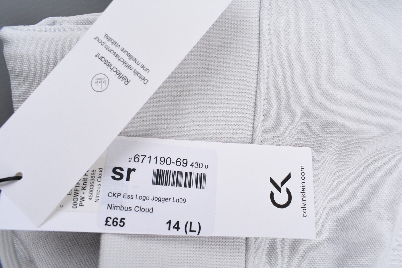 CALVIN KLEIN PERFORMANCE Women's Cuffed Joggers Pants, Nimbus Cloud, size L