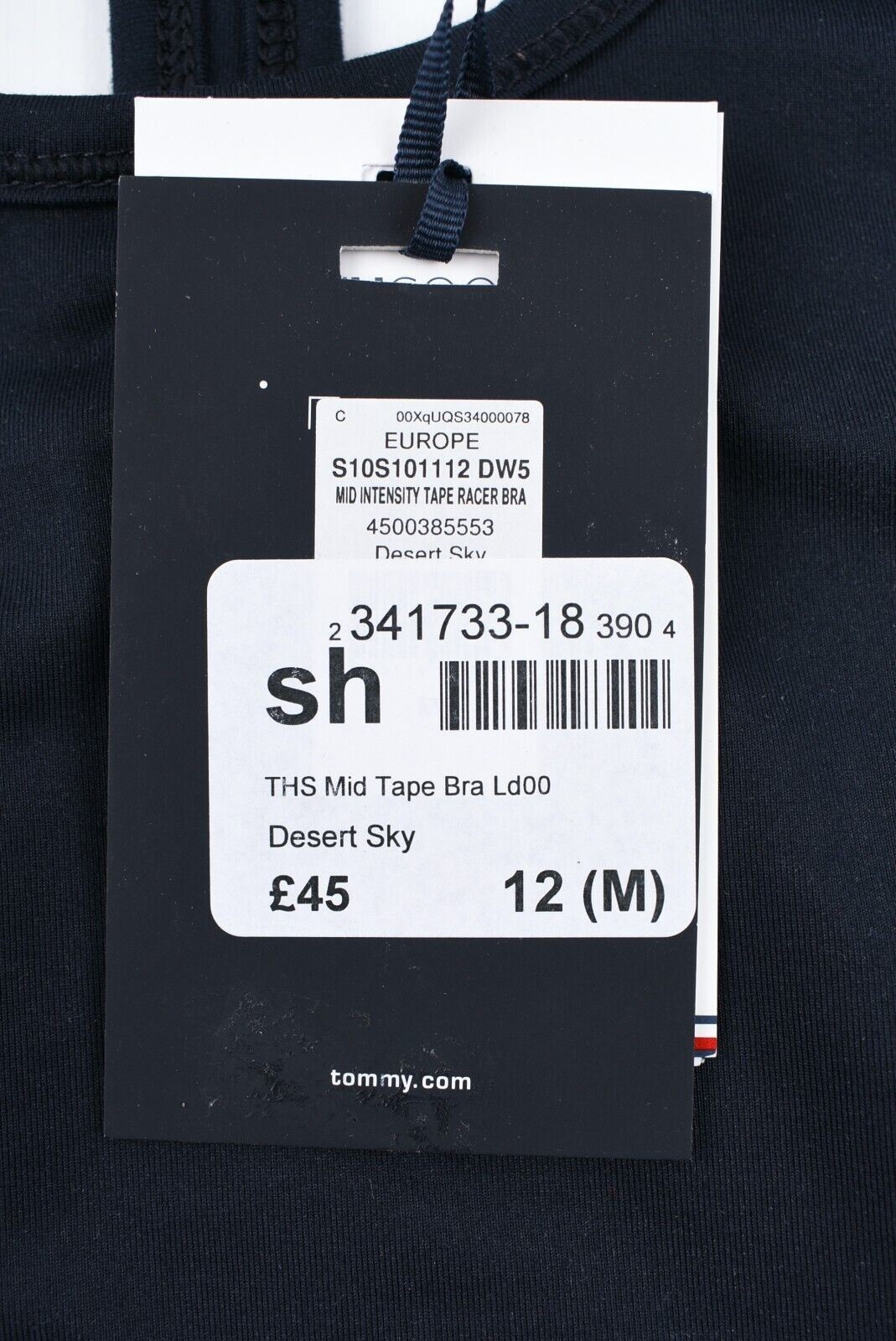 TOMMY HILFIGER Women's Mid Intensity Racerback Sports Bra, Blue, size M (UK 12)