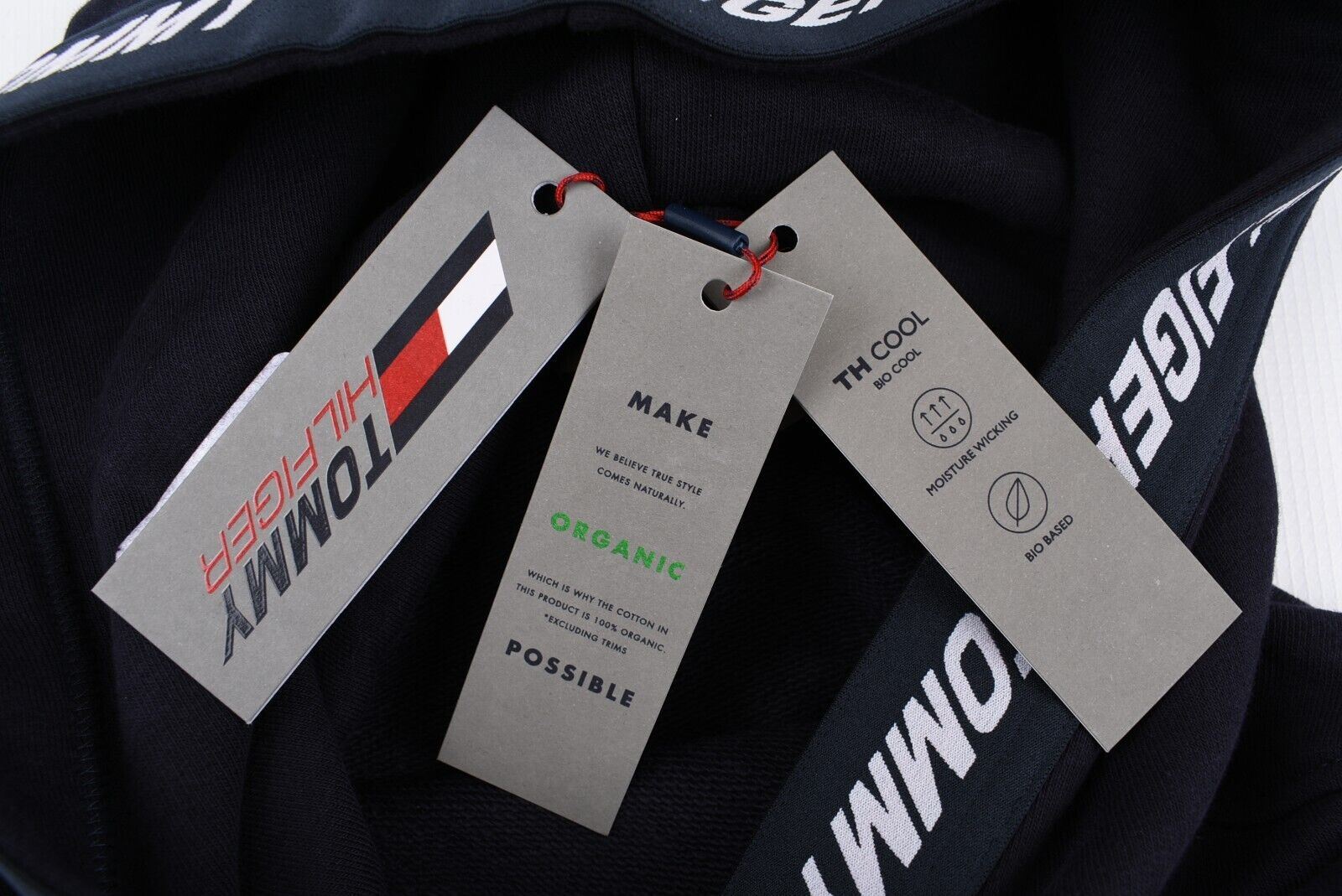 TOMMY HILFIGER Women's Cropped Logo Hoodie, Organic Cotton, Blue, size S (UK 10)