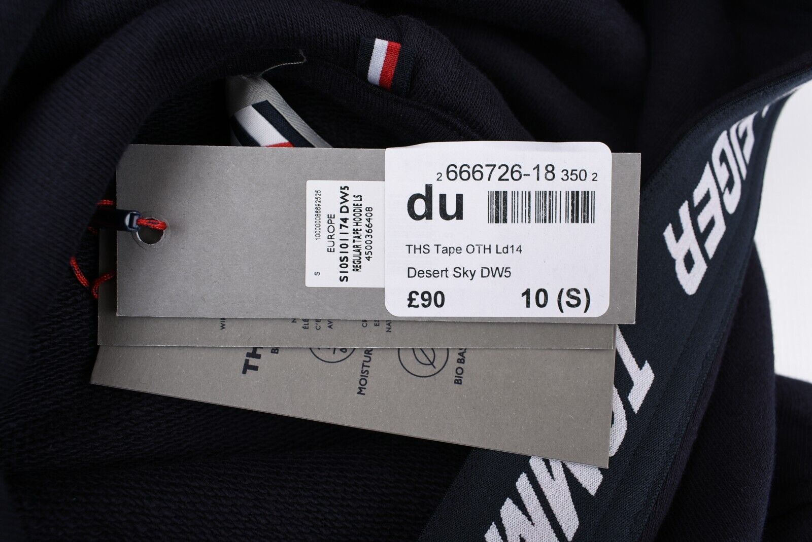 TOMMY HILFIGER Women's Cropped Logo Hoodie, Organic Cotton, Blue, size S (UK 10)