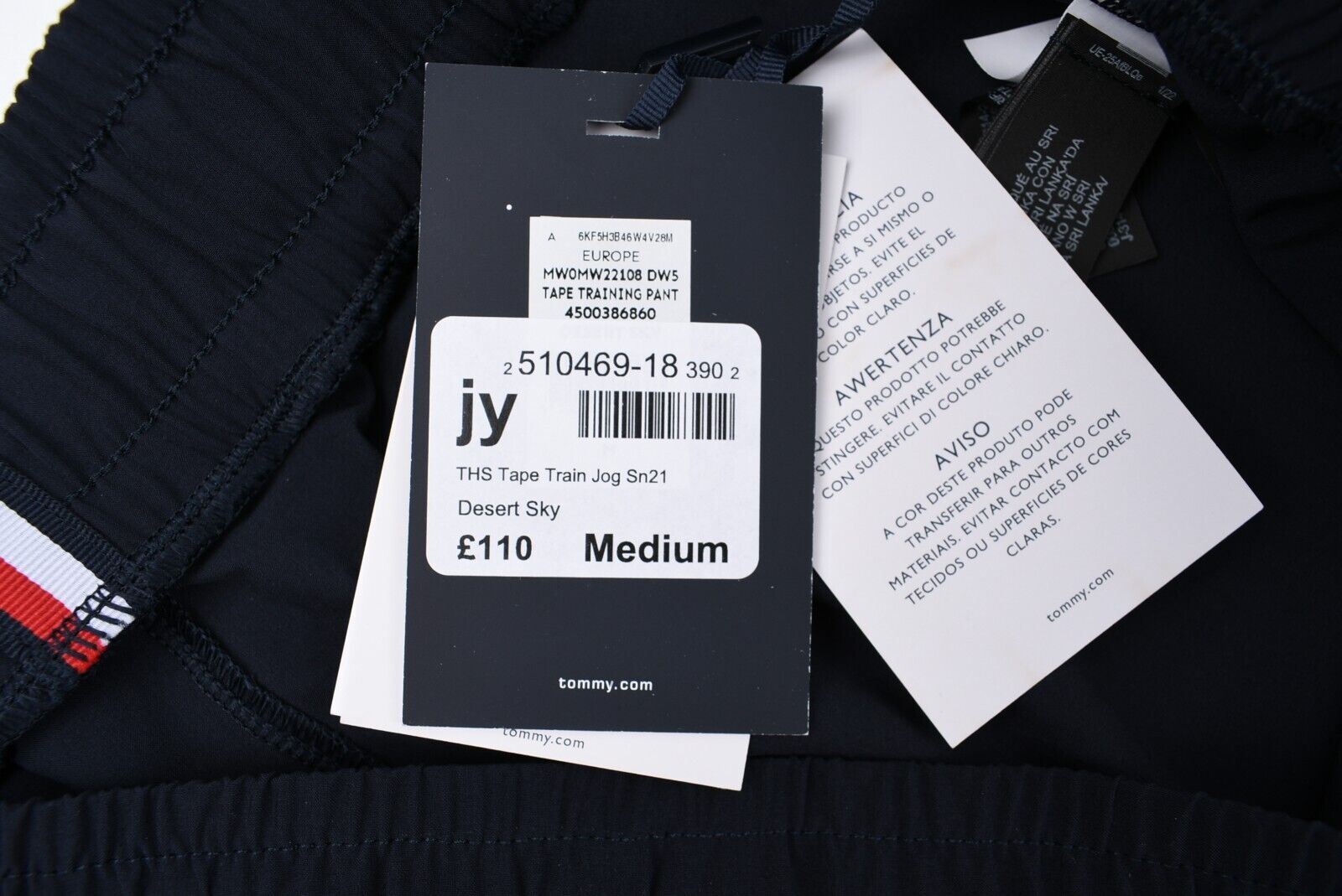 TOMMY HILFIGER Mens Training Joggers, Workout Pants, Desert Sky Blue size Medium