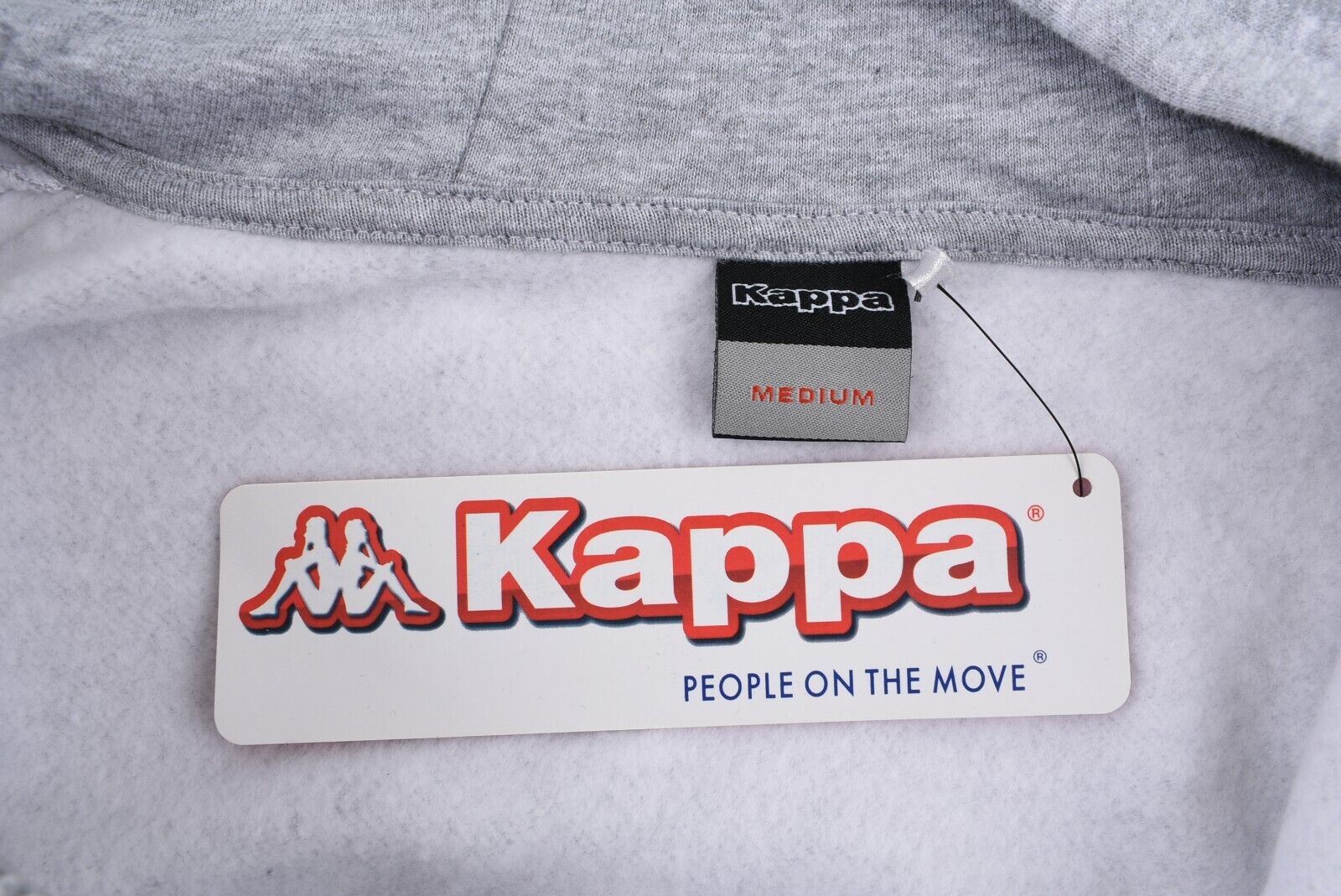 KAPPA Men's Full Zip Hoodie Jacket, Sleeve Logo Tape, Grey, size M