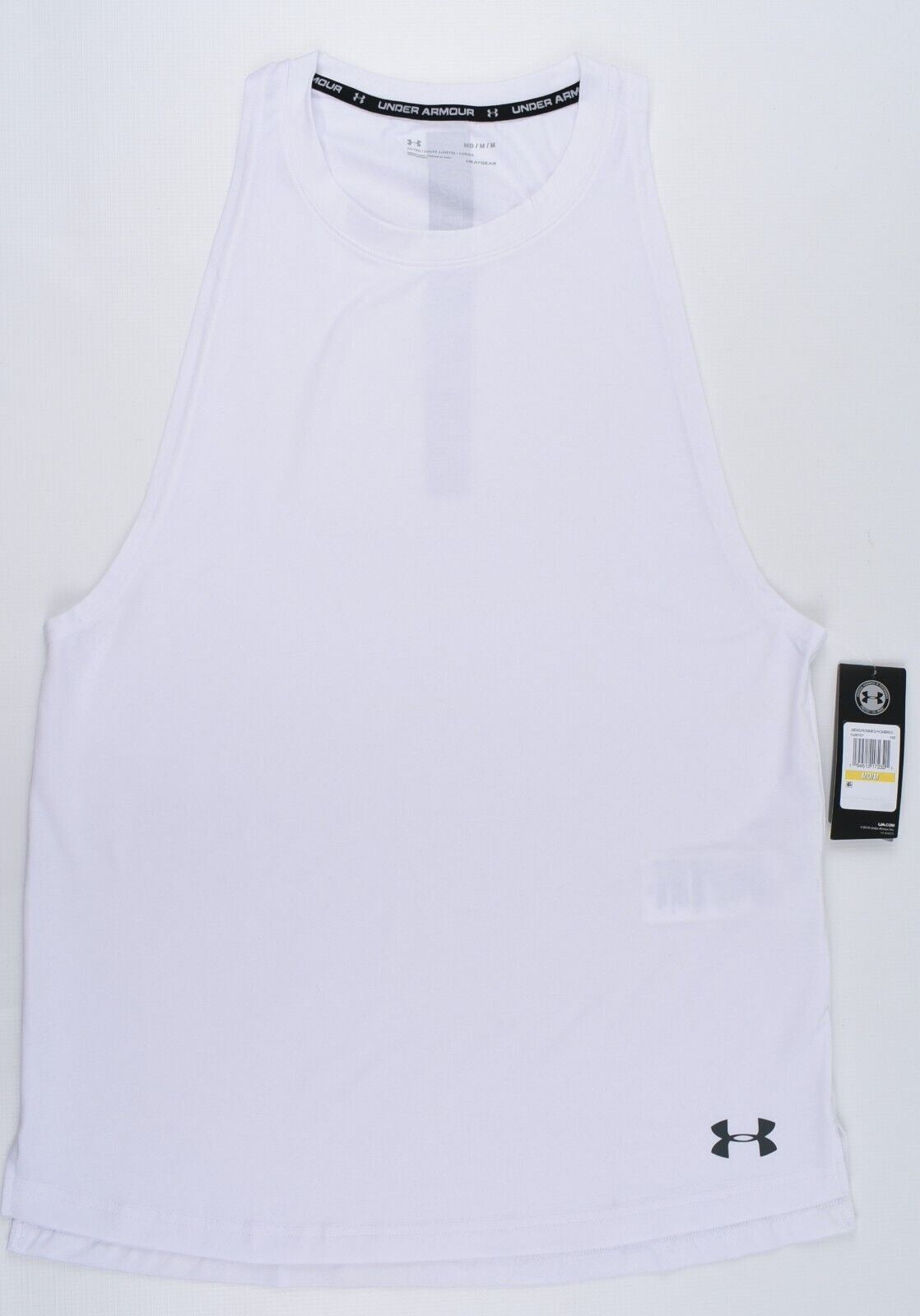UNDER ARMOUR Men's Activewear Baseline Tank Top, Fitted Style, White, size M