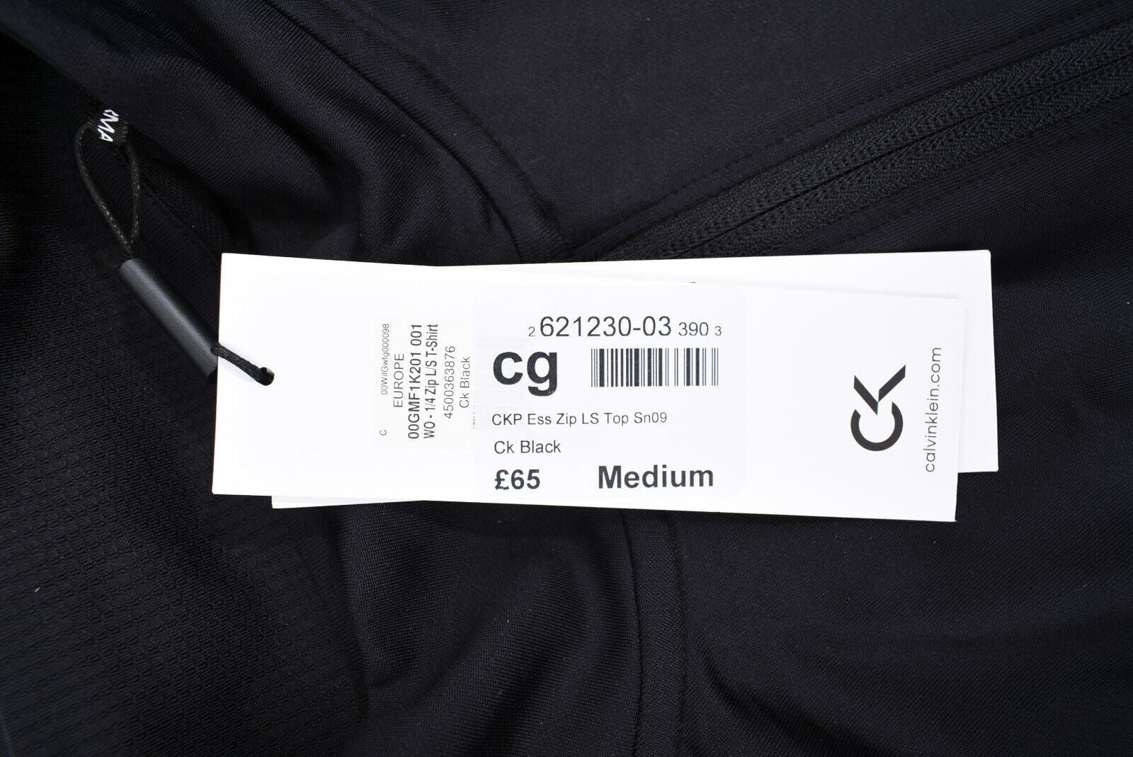 CALVIN KLEIN Performance Men's 1/4 Zip Neck Long Sleeve Top, Black, size M