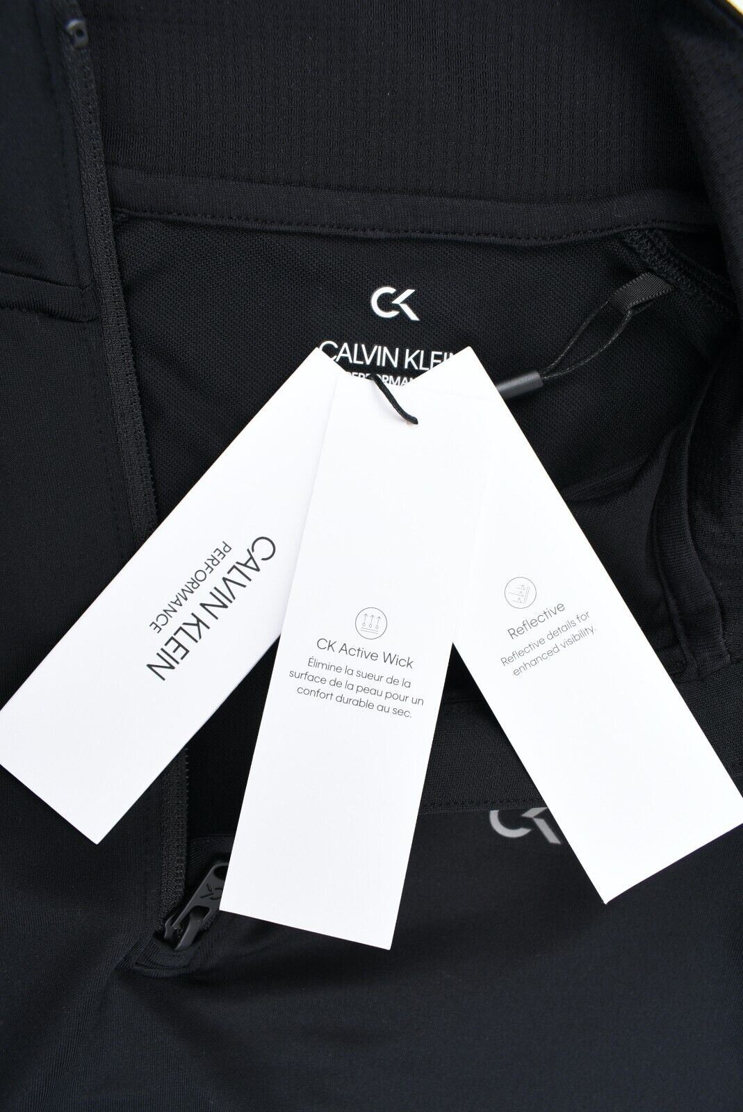 CALVIN KLEIN Performance Men's 1/4 Zip Neck Long Sleeve Top, Black, size L