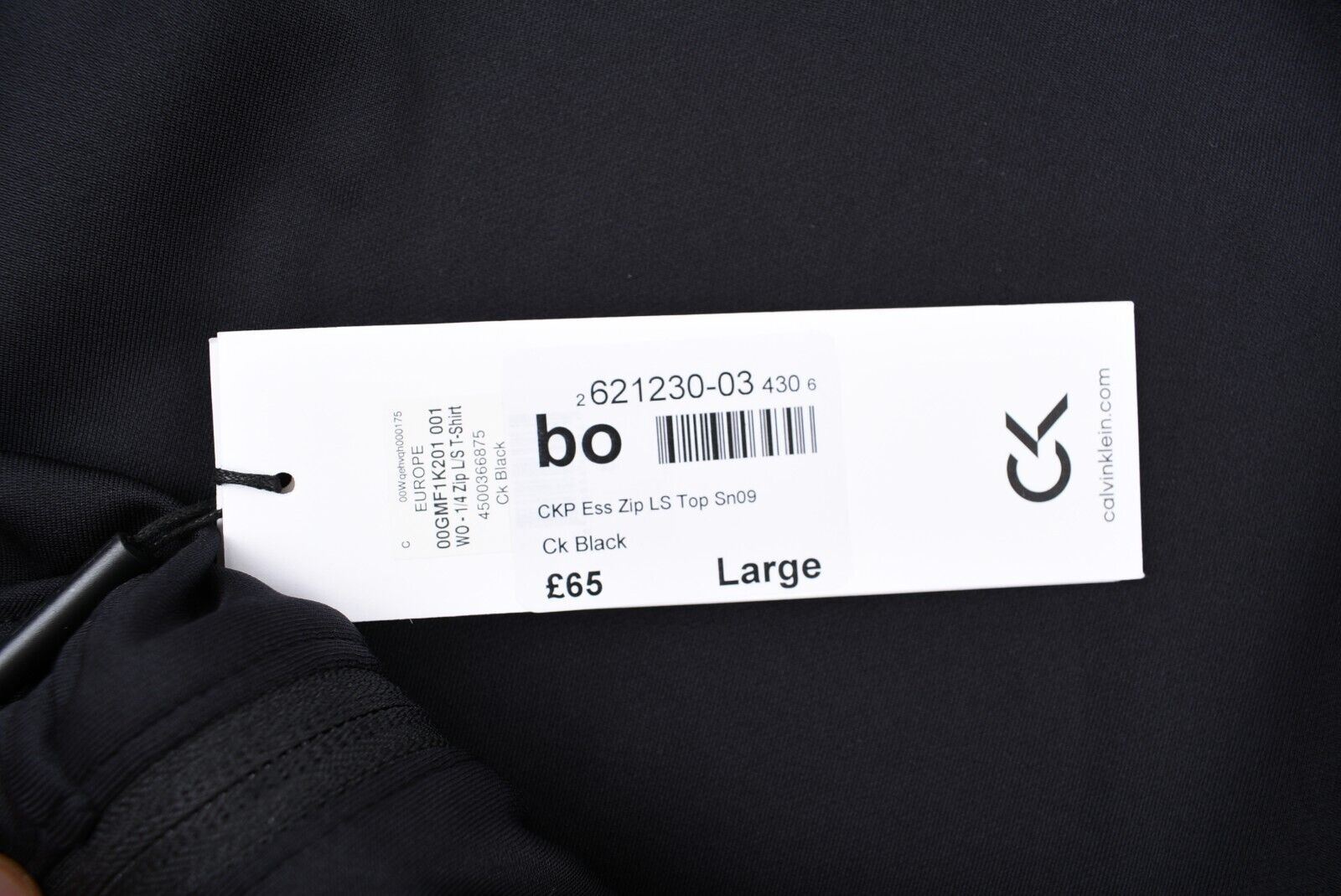 CALVIN KLEIN Performance Men's 1/4 Zip Neck Long Sleeve Top, Black, size L