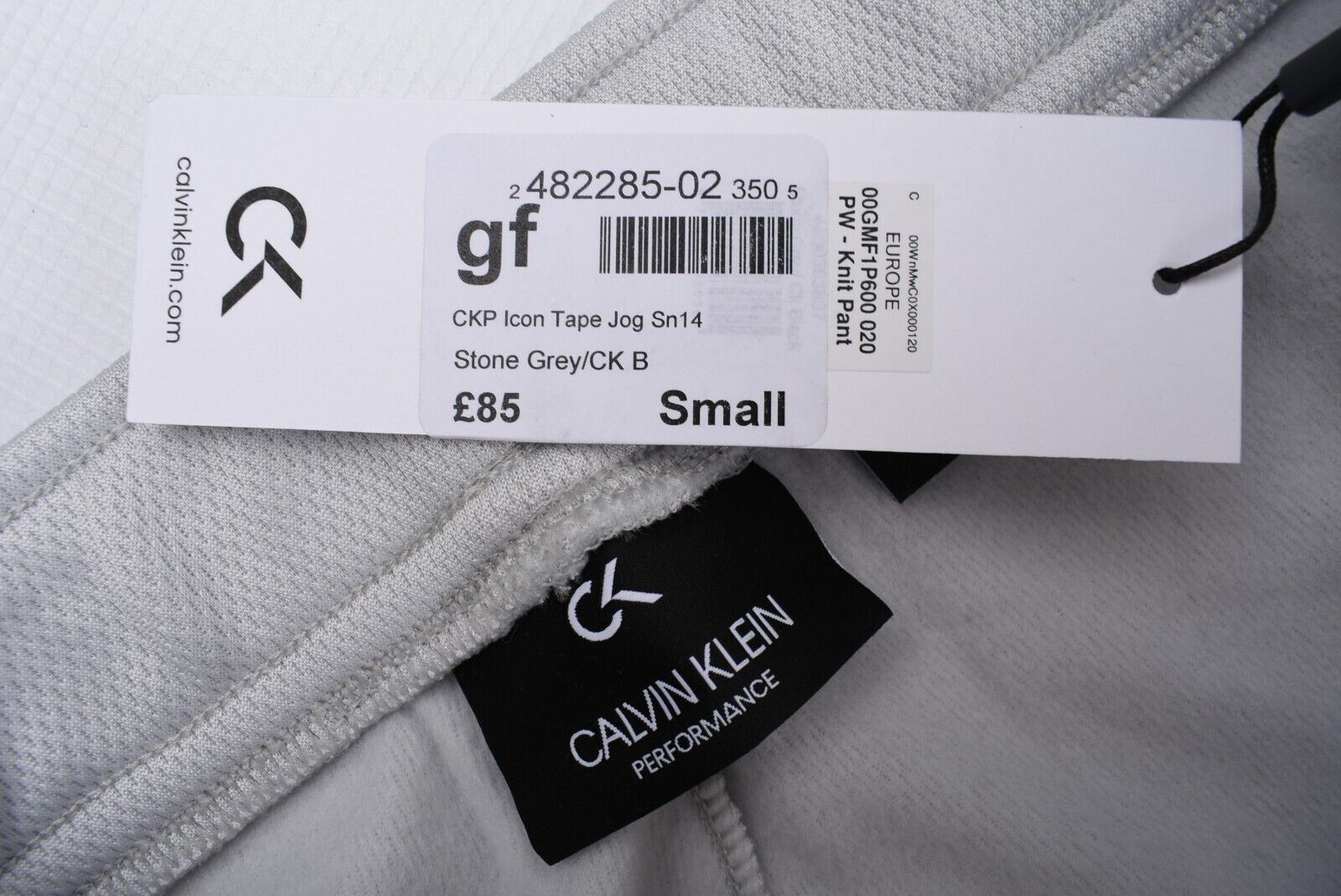 CALVIN KLEIN Performance: Men's Icon Tape Joggers, Stone Grey, size S