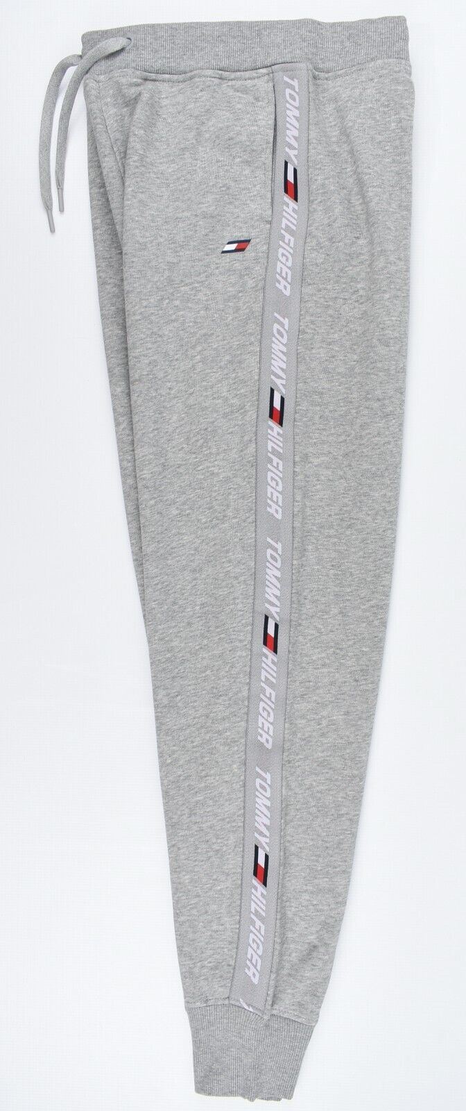 TOMMY HILFIGER Women's Logo Tape Organic Cotton Joggers, Grey Marl size XL UK 16