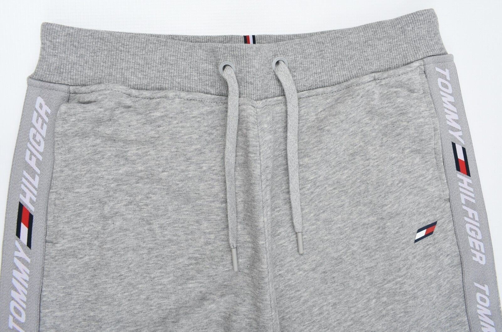 TOMMY HILFIGER Women's Logo Tape Organic Cotton Joggers, Grey Marl size XL UK 16