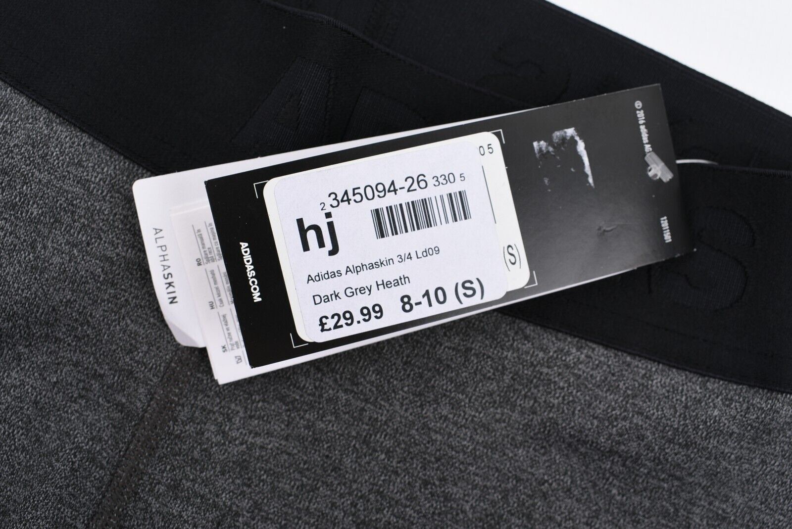 ADIDAS Women's ALPHASKIN 3/4 Sports Leggings, Grey Heather, size S (UK 8-10)