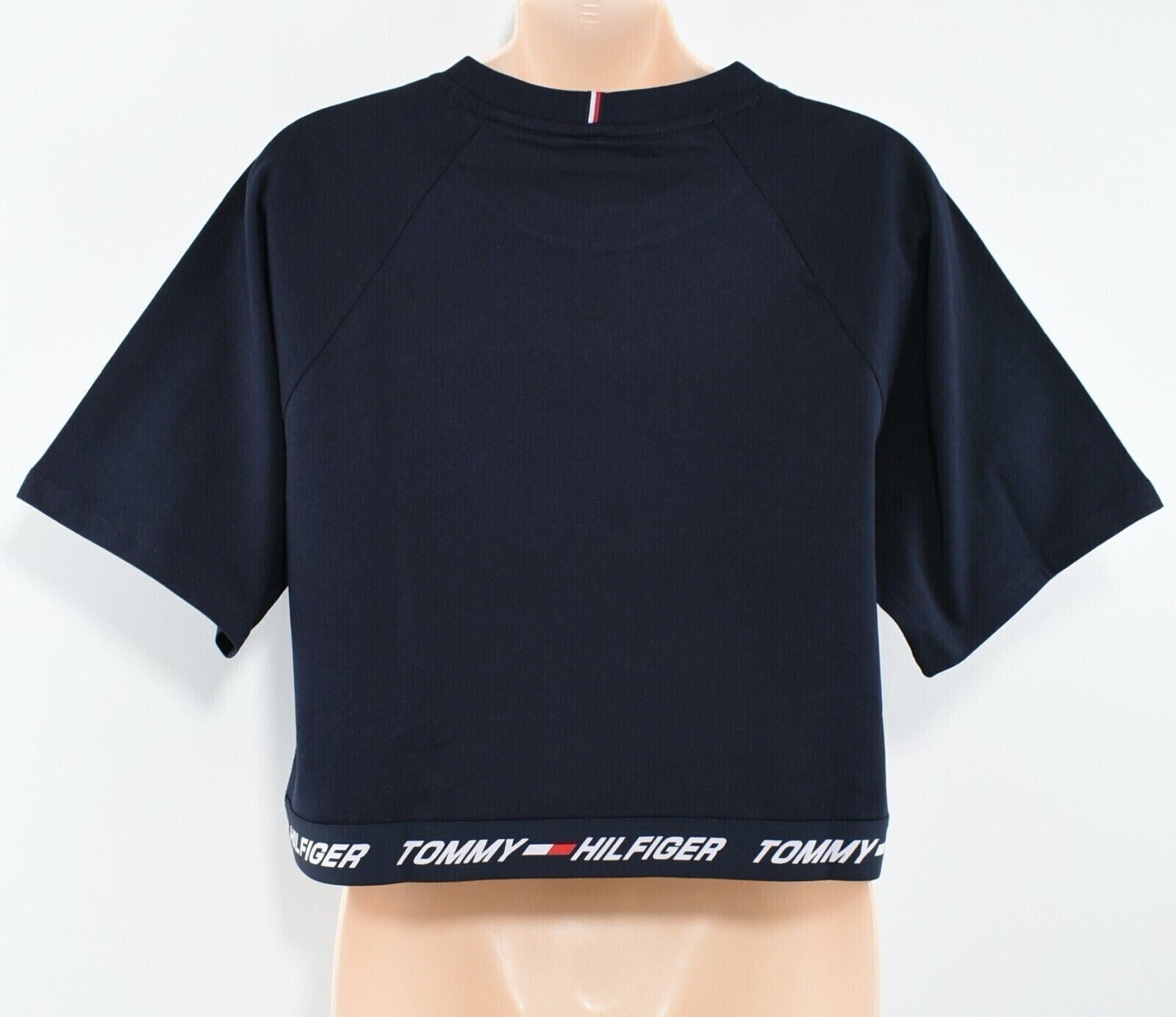 TOMMY HILFIGER Women's Logo Hem Relaxed Fit Cropped Top, Blue, size M (UK 12)