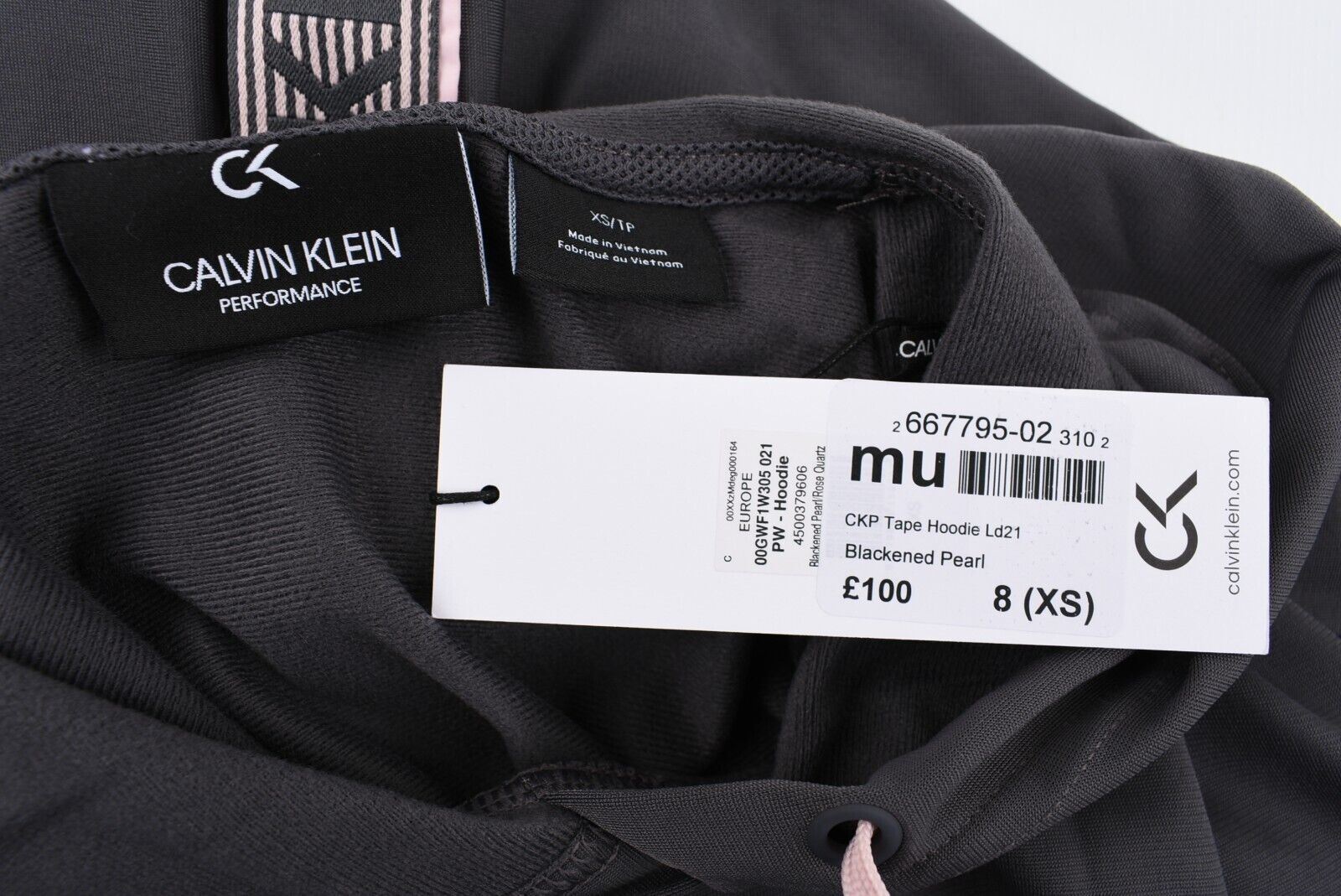 CALVIN KLEIN Performance - Women's Relaxed Fit Hoodie, Blackened Pearl, size XS