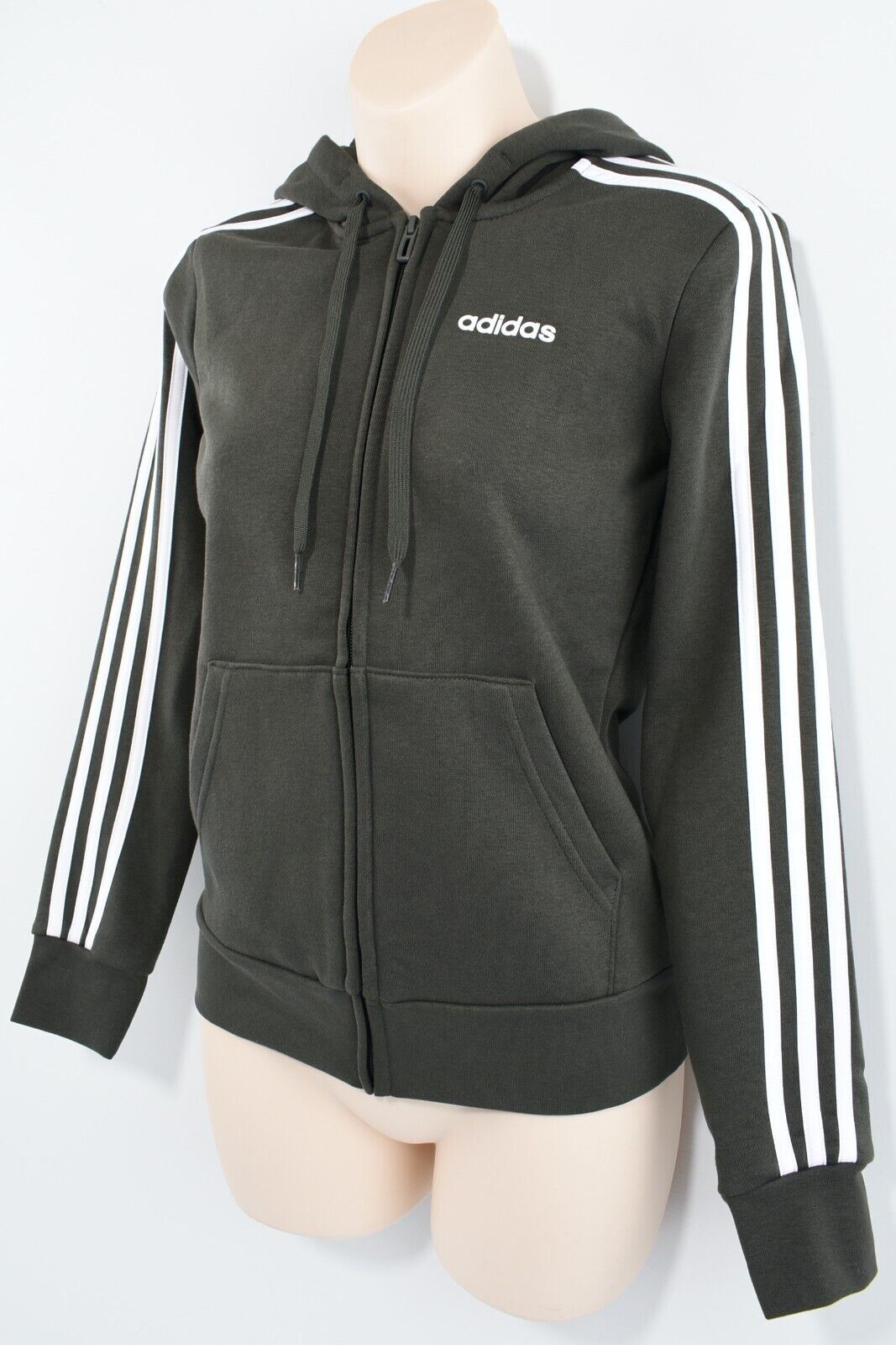 ADIDAS Women's Full Zip Hoodie Jacket, Legend Earth Green, size XS (UK 4-6)