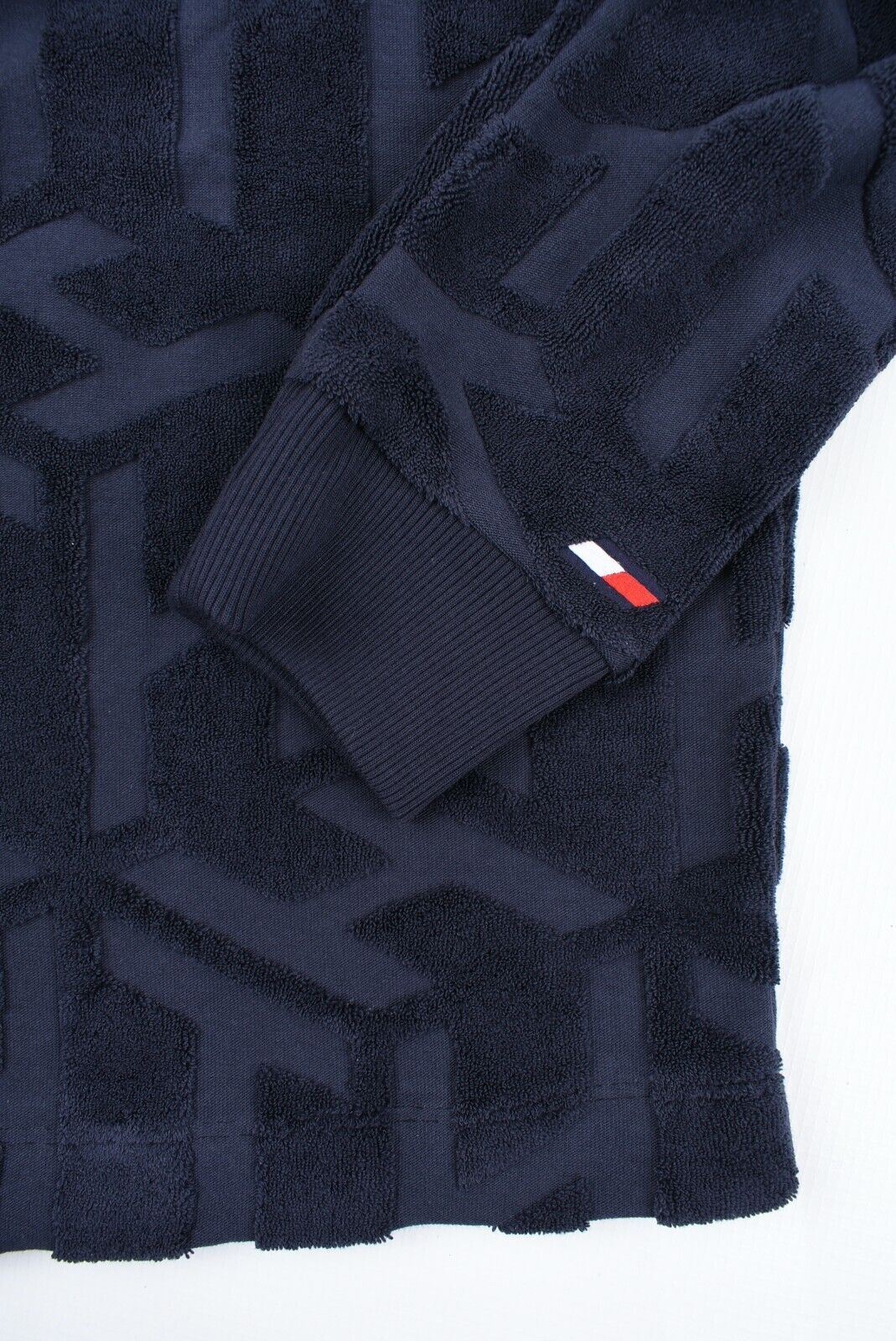 TOMMY HILFIGER Women's Relaxed Textured Cube Sweatshirt, Blue, size M (UK 12)