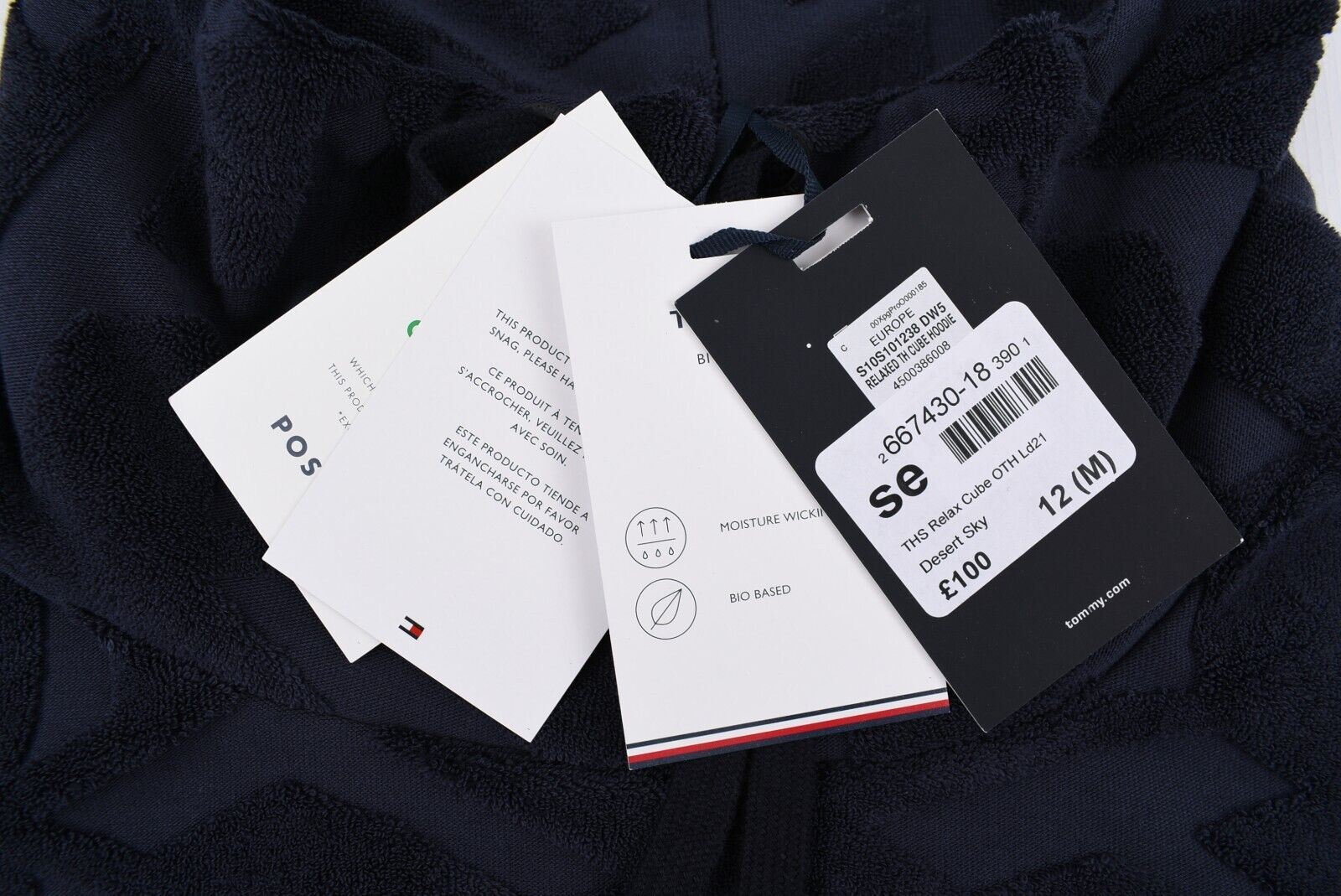 TOMMY HILFIGER Women's Relaxed Textured Cube Sweatshirt, Blue, size M (UK 12)