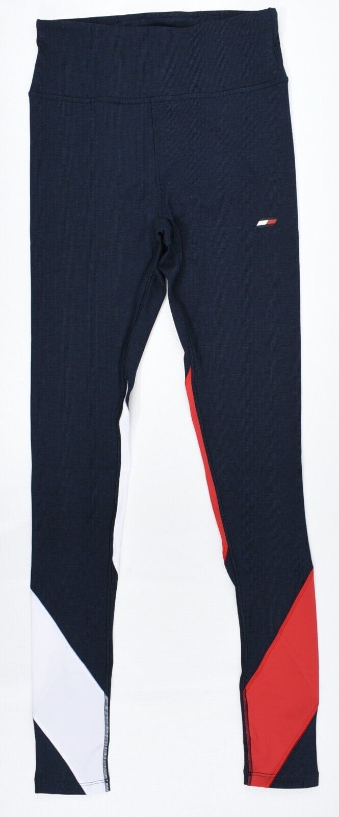 TOMMY HILFIGER Women's Colour-block Ribbed Leggings, Blue size XS (UK 8)