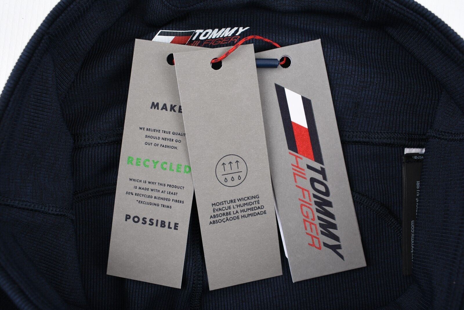 TOMMY HILFIGER Women's Colour-block Ribbed Leggings, Blue size XS (UK 8)