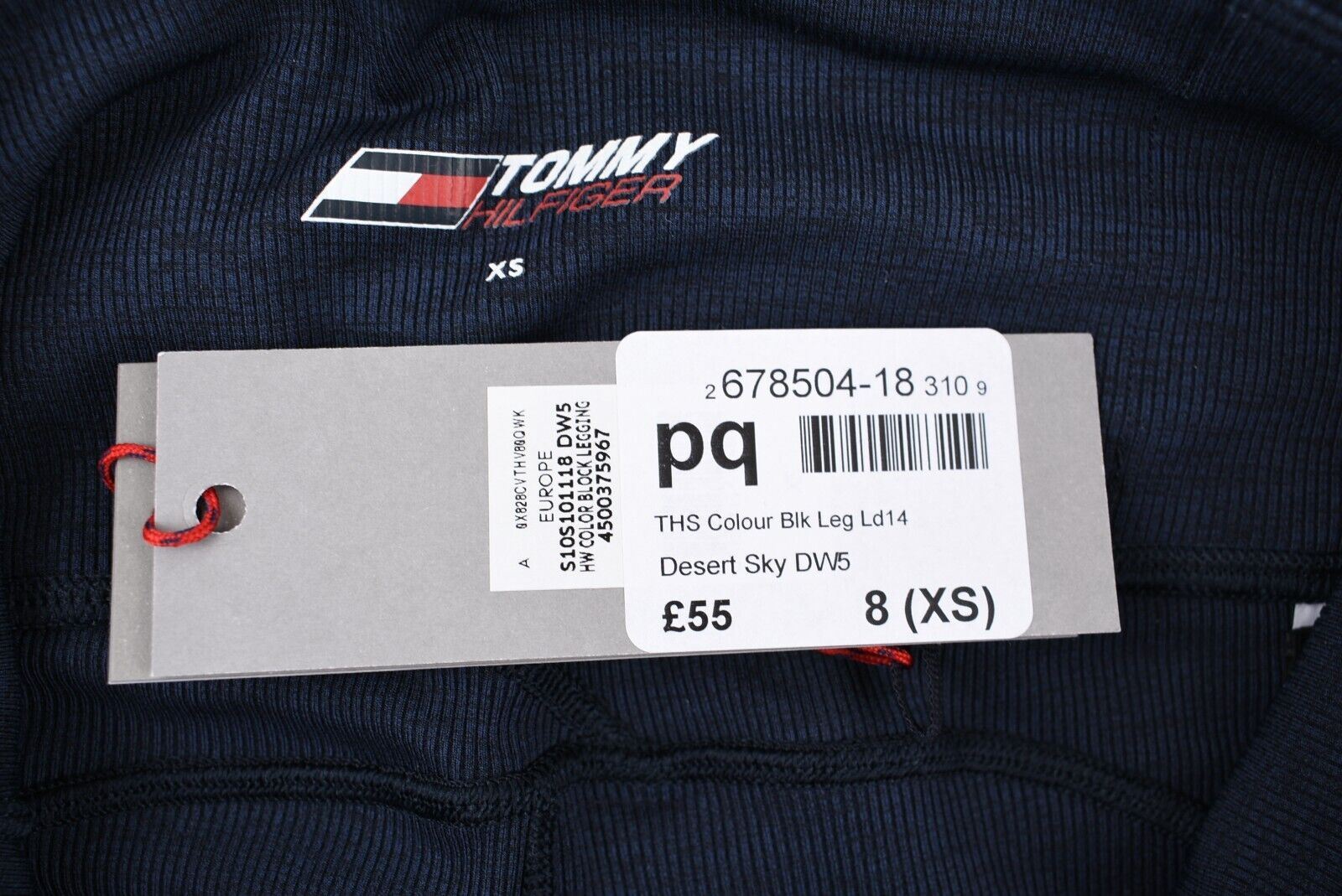 TOMMY HILFIGER Women's Colour-block Ribbed Leggings, Blue size XS (UK 8)