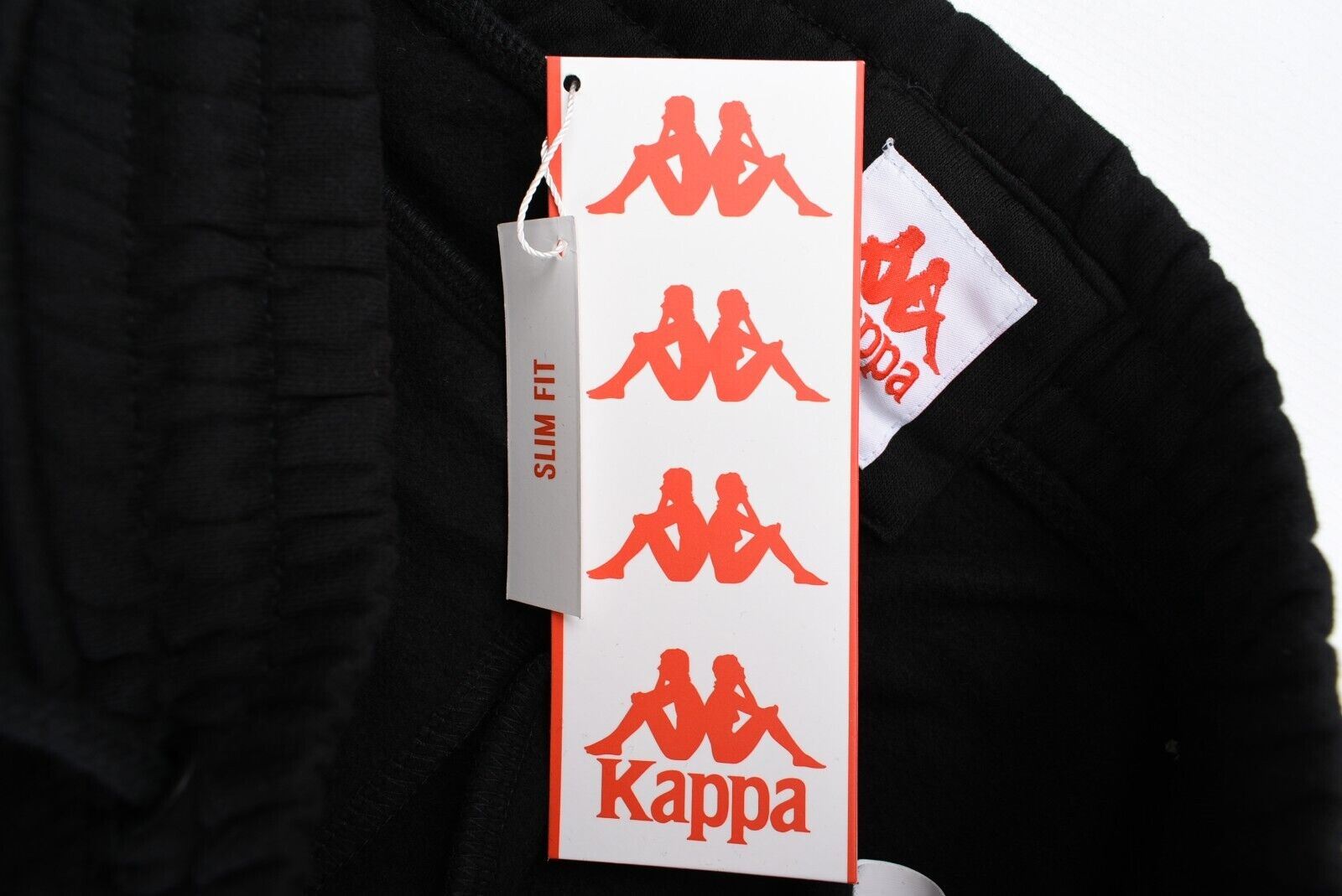 KAPPA Men's Logo Tape SLIM FIT Joggers, Black, size L