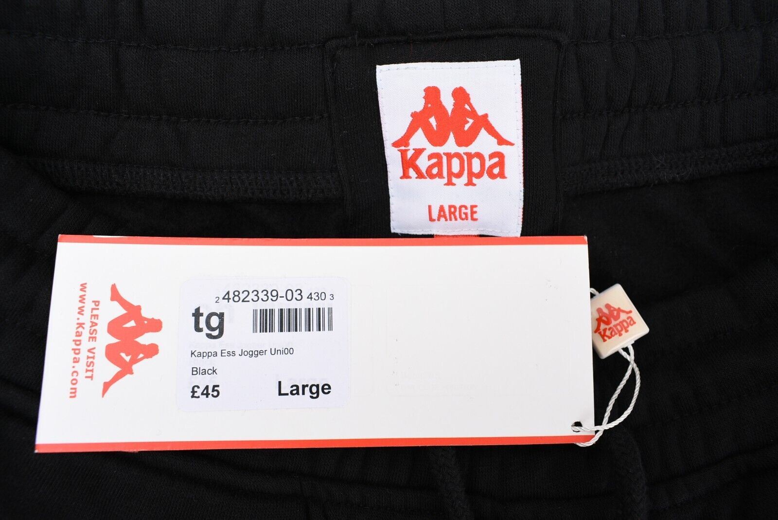KAPPA Men's Logo Tape SLIM FIT Joggers, Black, size L