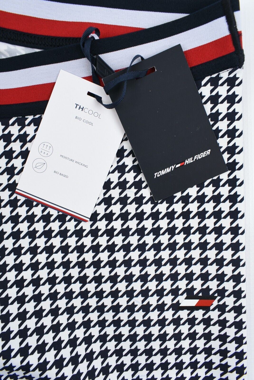 TOMMY HILFIGER Activewear Women's Leggings, Navy Blue/Houndstooth size XS (UK 8)