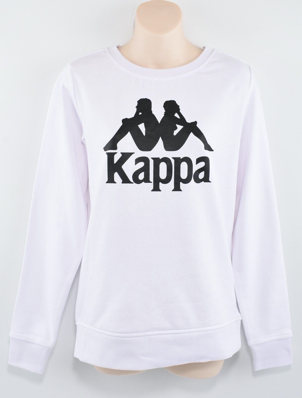 KAPPA Women's Zemin Crew Slim Fit Sweatshirt, White/Black Logo, size S (UK 10)
