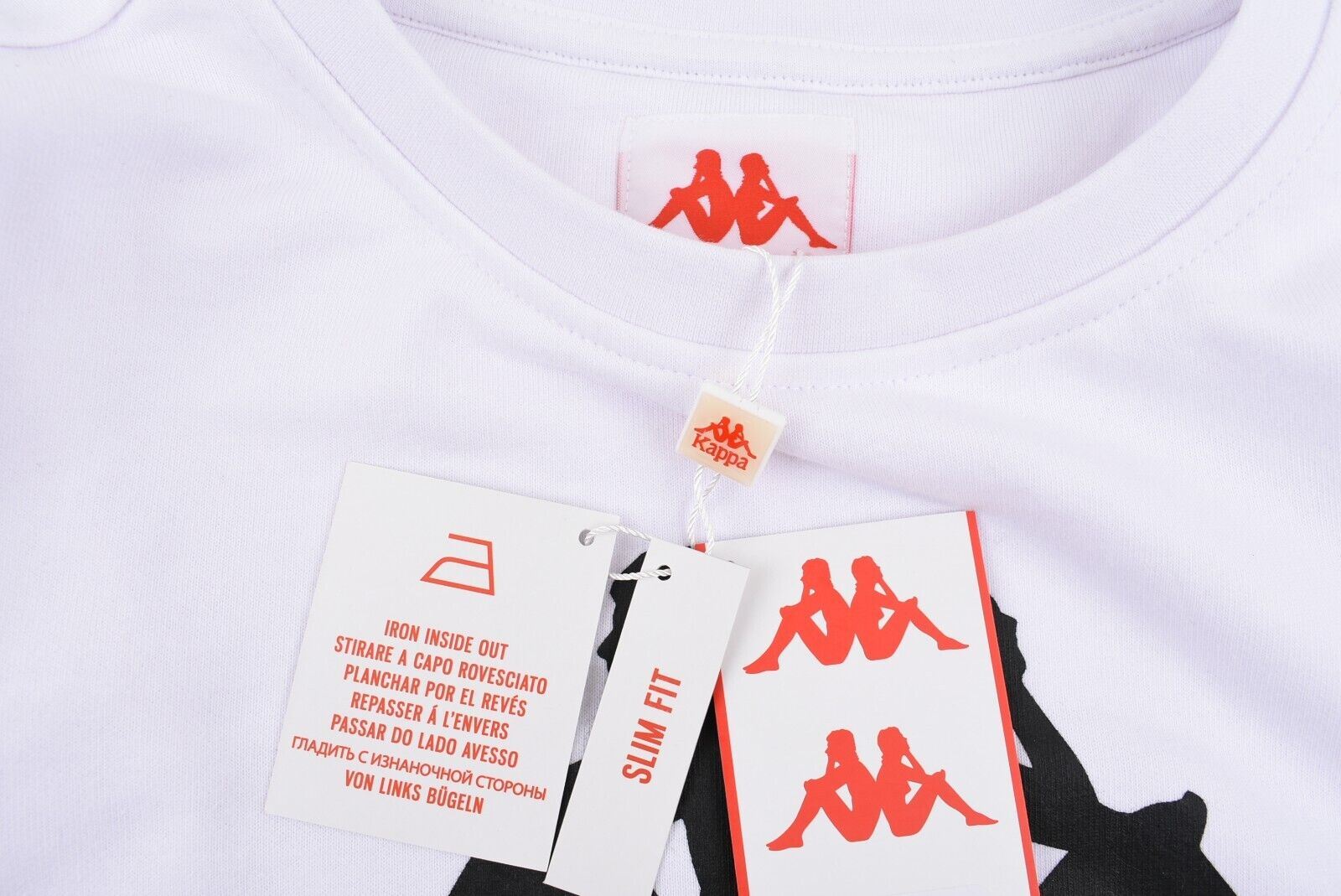 KAPPA Women's Zemin Crew Slim Fit Sweatshirt, White/Black Logo, size L (UK 14)