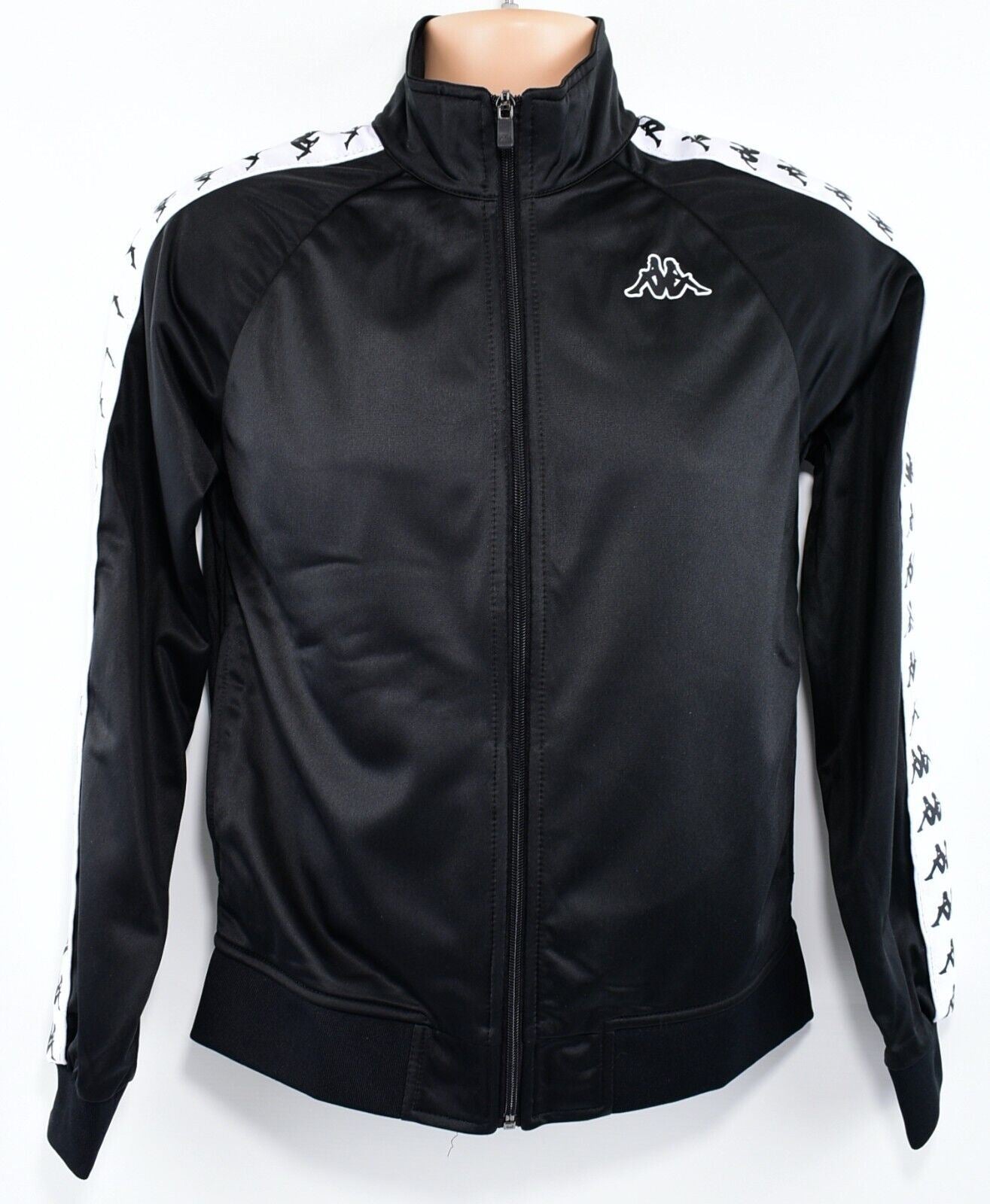 KAPPA Men's Full Zip Track Jacket, Track Suit Top, SLIM FIT, Black, size MEDIUM