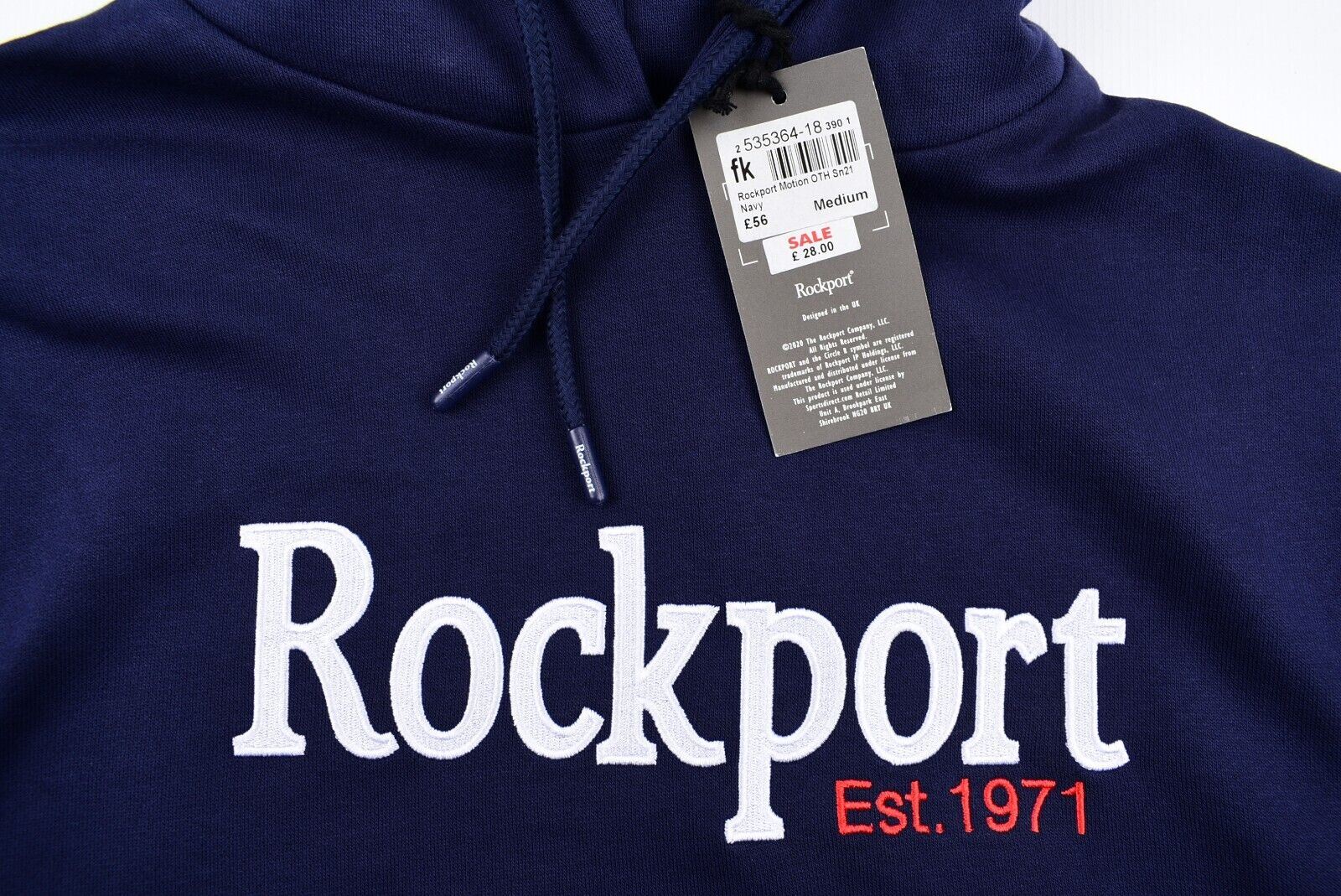 ROCKPORT Men's MOTION Hooded Sweatshirt, Hoodie, Navy Blue, size M