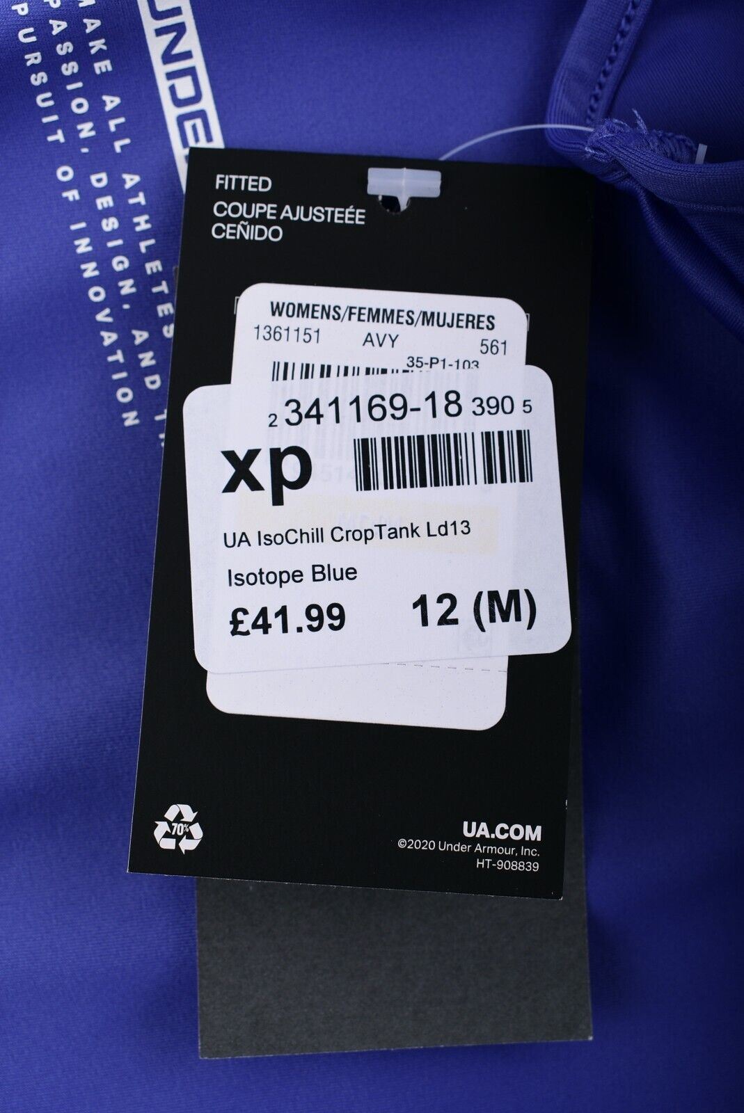 UNDER ARMOUR Women's ISO-CHILL Activewear Crop Top, Isotope Blue, size M (UK 12)