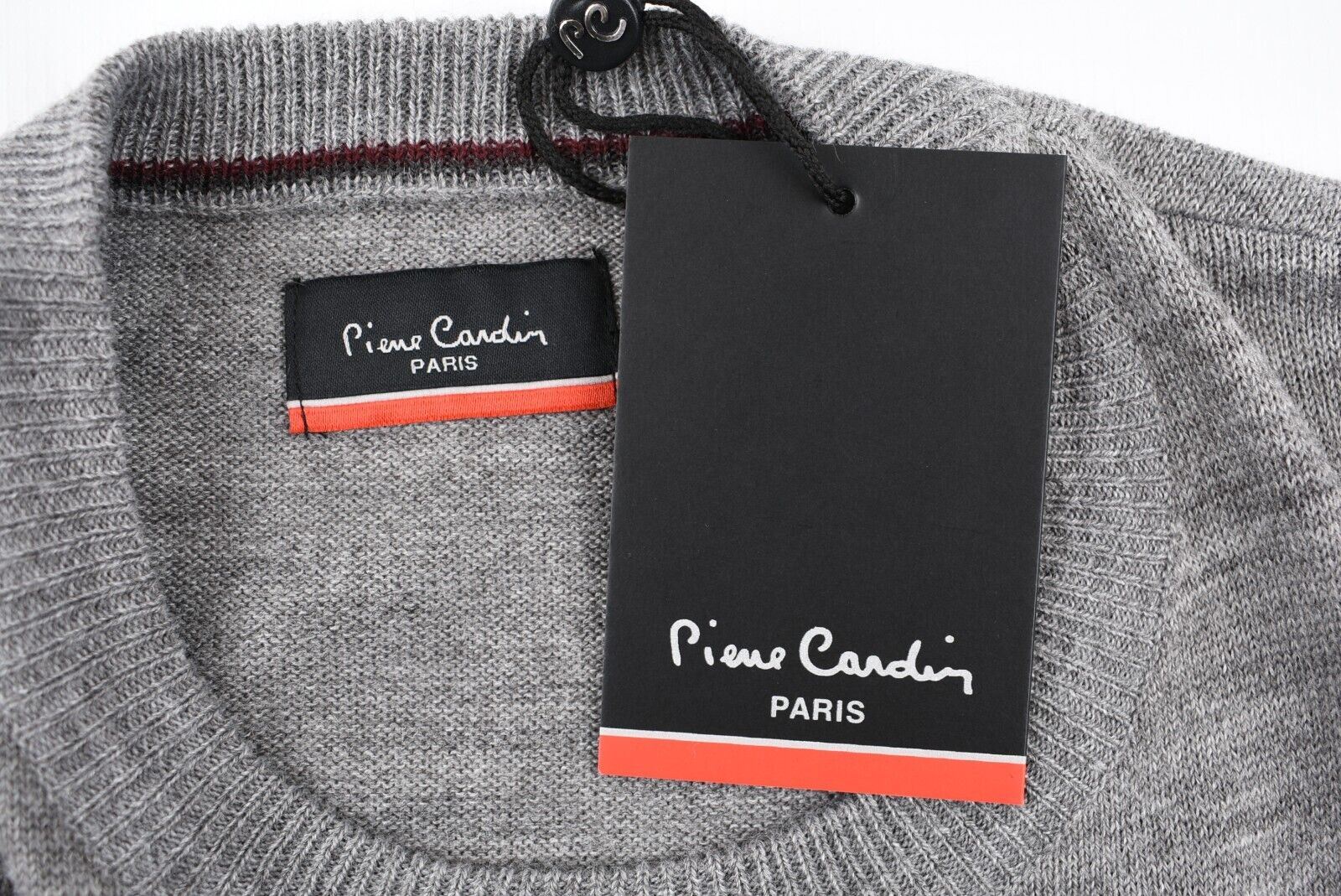 PIERRE CARDIN Men's Lightweight Knit Jumper, Grey Marl, size SMALL