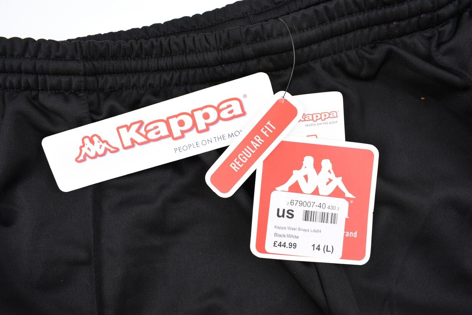 KAPPA Women's BANDA WASTORIA SNAP Joggers, Black, size L (UK 14)