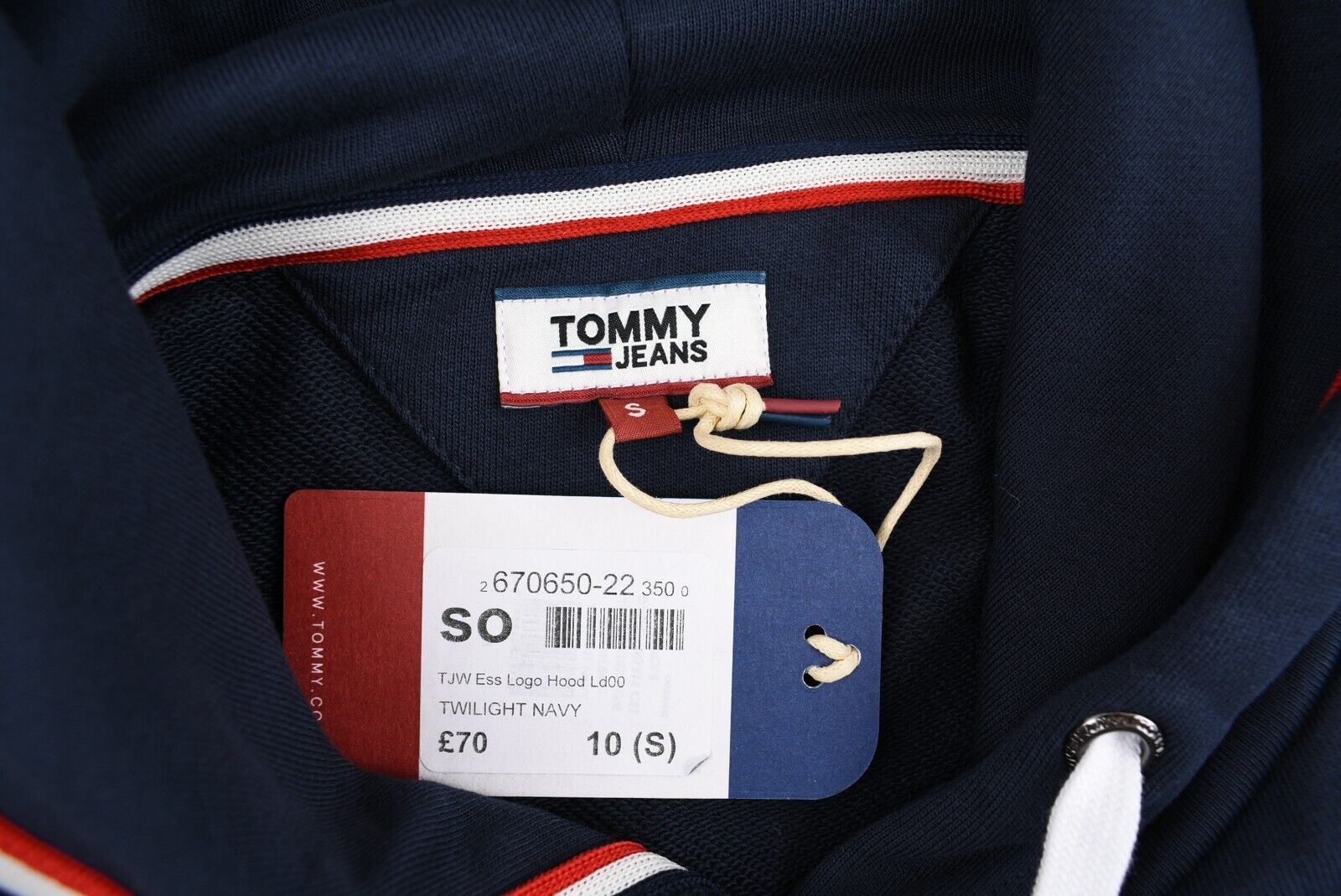 TOMMY HILFIGER Women's Logo Hoodie, Hooded Sweatshirt, Twilight Navy Blue size S