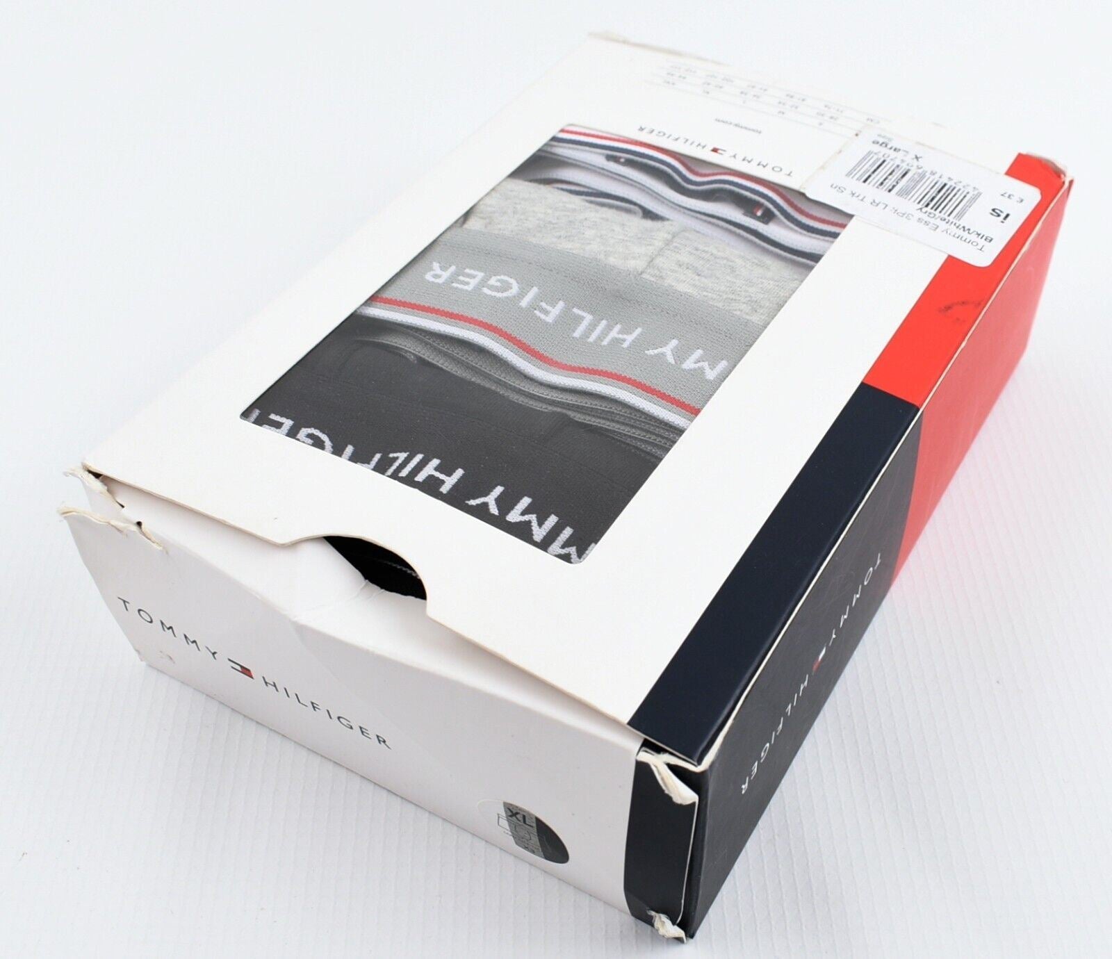 TOMMY HILFIGER Underwear: Men's 3-pk Boxer Trunks, Black/Grey/White, size XL