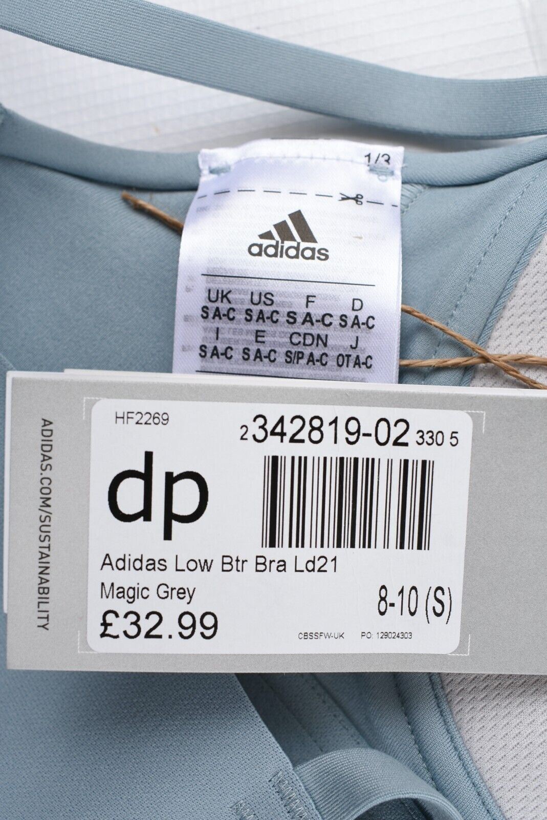 ADIDAS Women's Yoga Studio Light Support Sports Bra, Magic Grey, size S