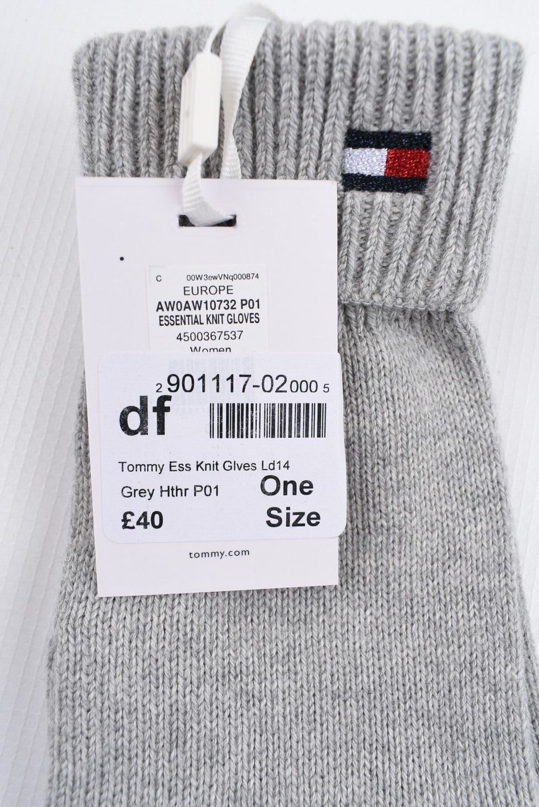 TOMMY HILFIGER Women's COTTON/CASHMERE Knitted Gloves, Grey Heather, One Size