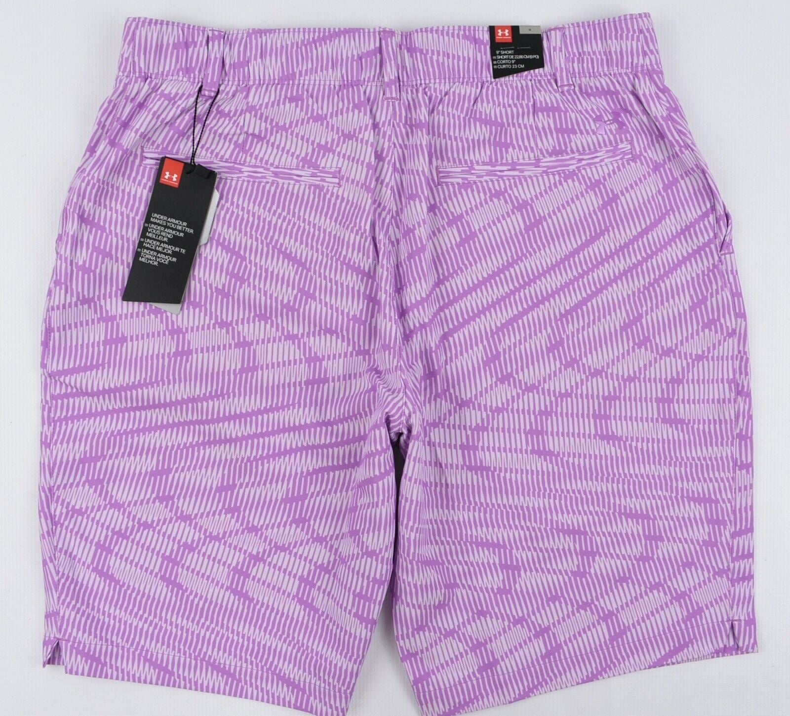 UNDER ARMOUR GOLF Women's 9" Shorts, Purple/Printed, size M (UK 12)
