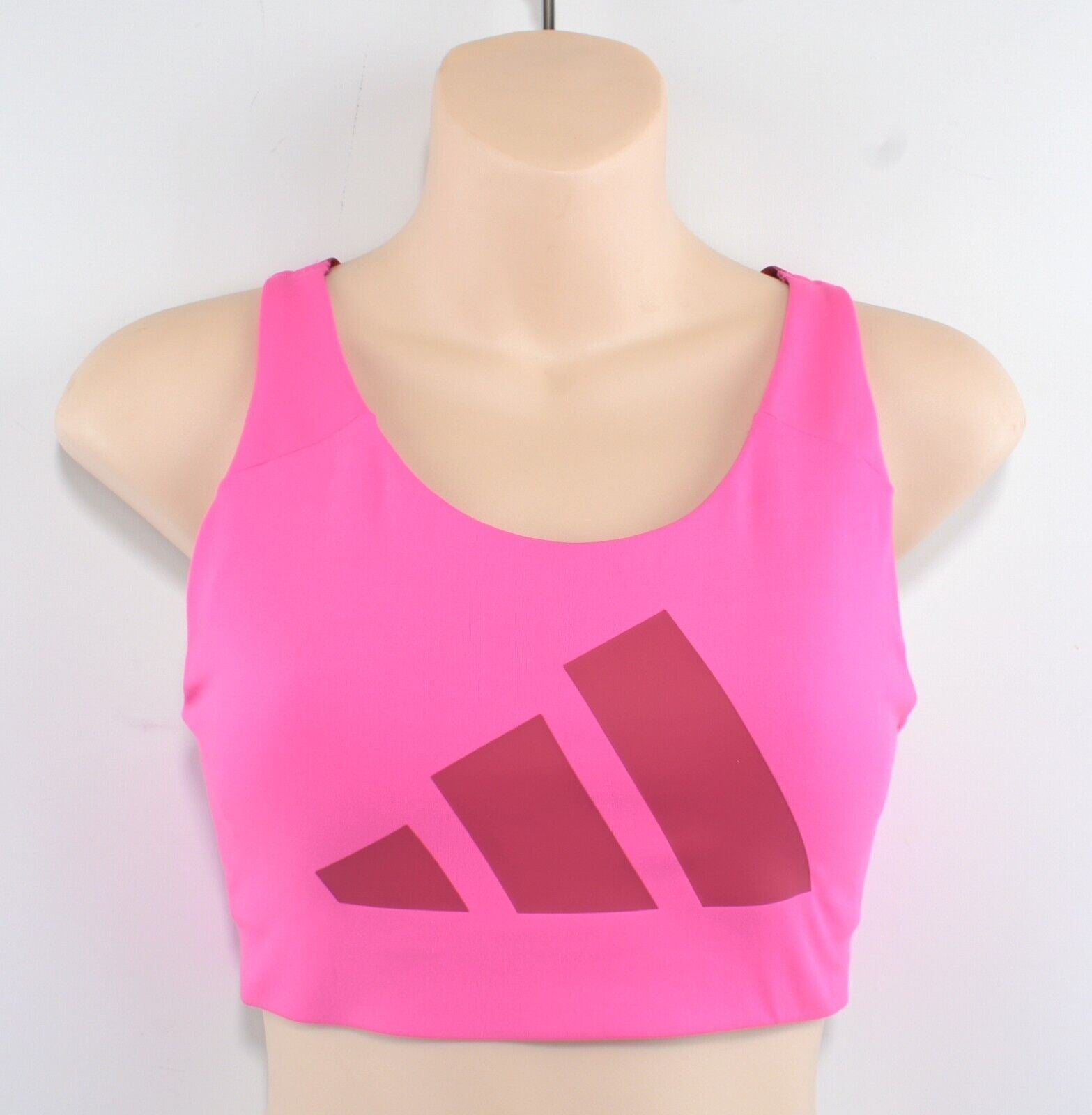 ADIDAS Women's Ultimate Alpha 3Bar Sports Bra, Screaming Pink, size S (UK 8-10)