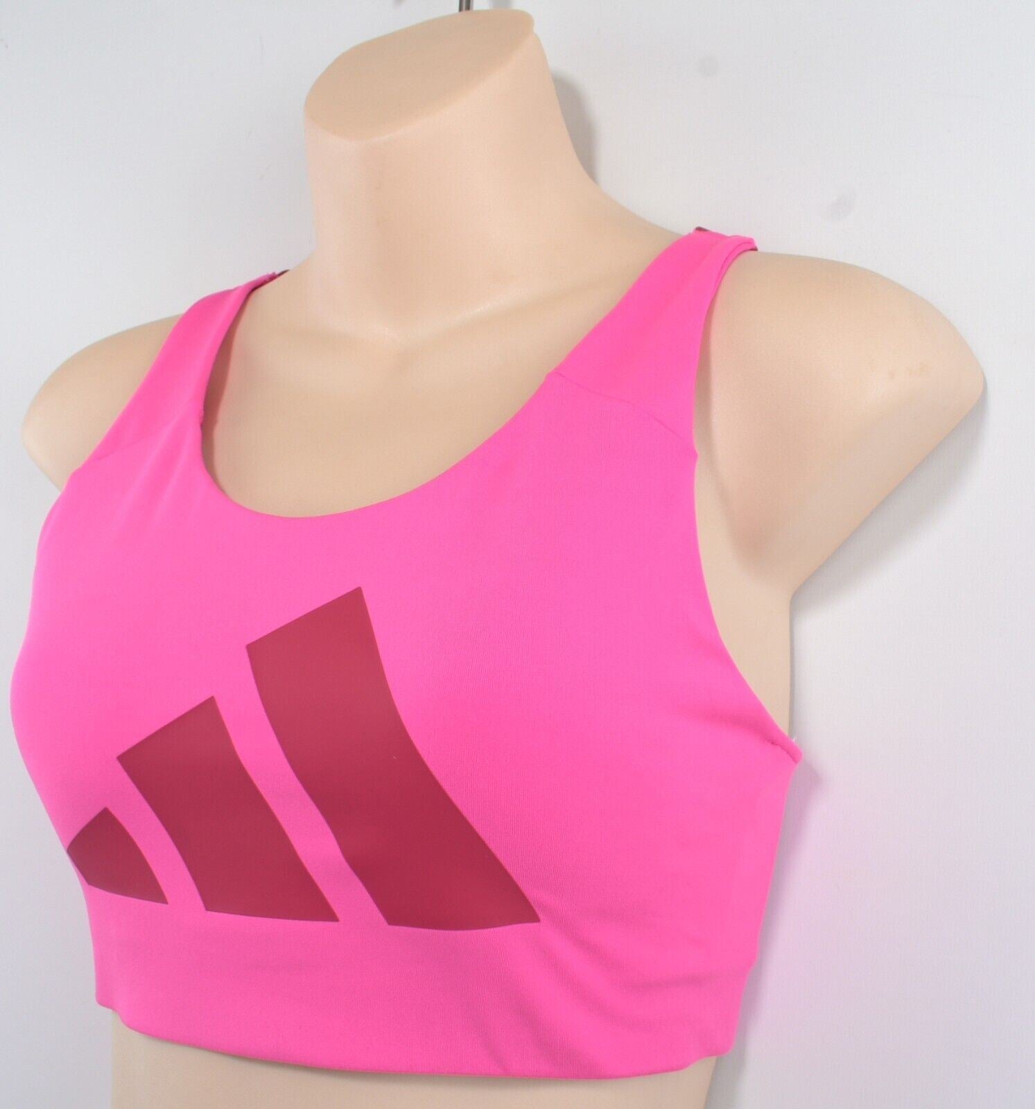 ADIDAS Women's Ultimate Alpha 3Bar Sports Bra, Screaming Pink, size S (UK 8-10)